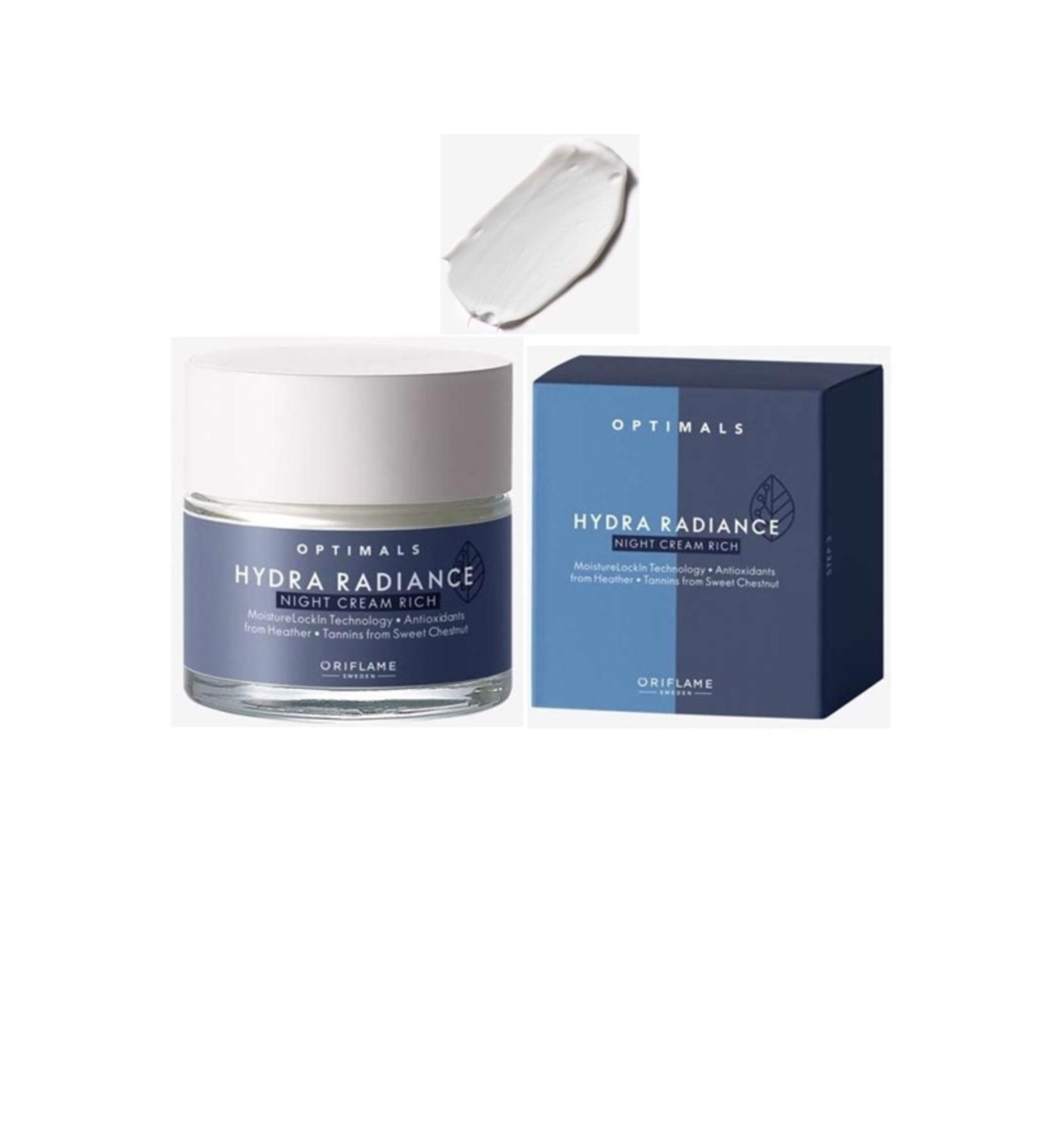Oriflame Optimals Hydra Radiance Night Cream Rich for Dry and Sensitive Skin - Buy Online on GoSupps.com
