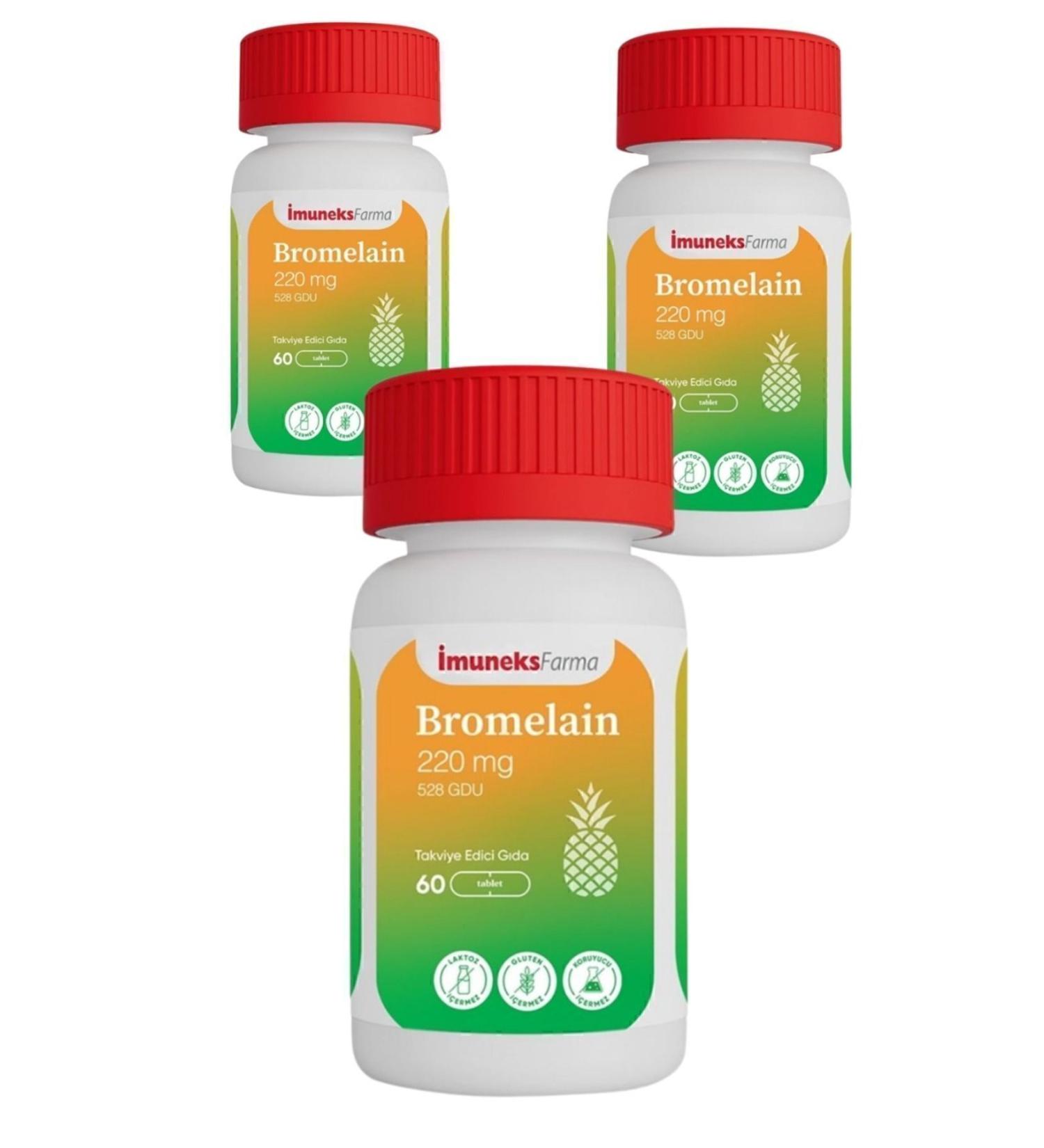 Imuneks Imuneks Farma Bromelain 220 mg Supplementary Food 60 Tablets X3