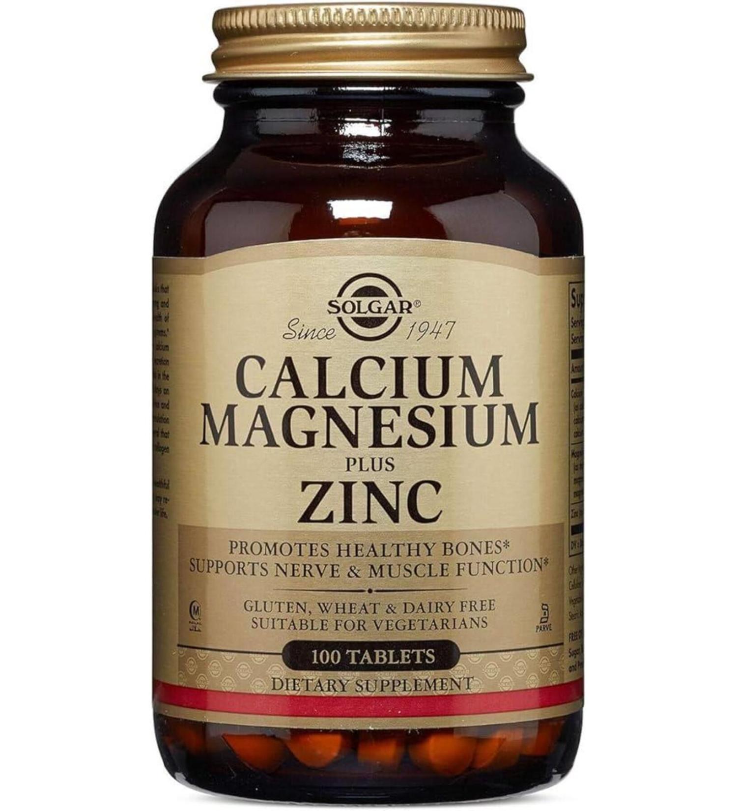 Solgar Calcium Magnesium Plus Zinc 100 Tablets