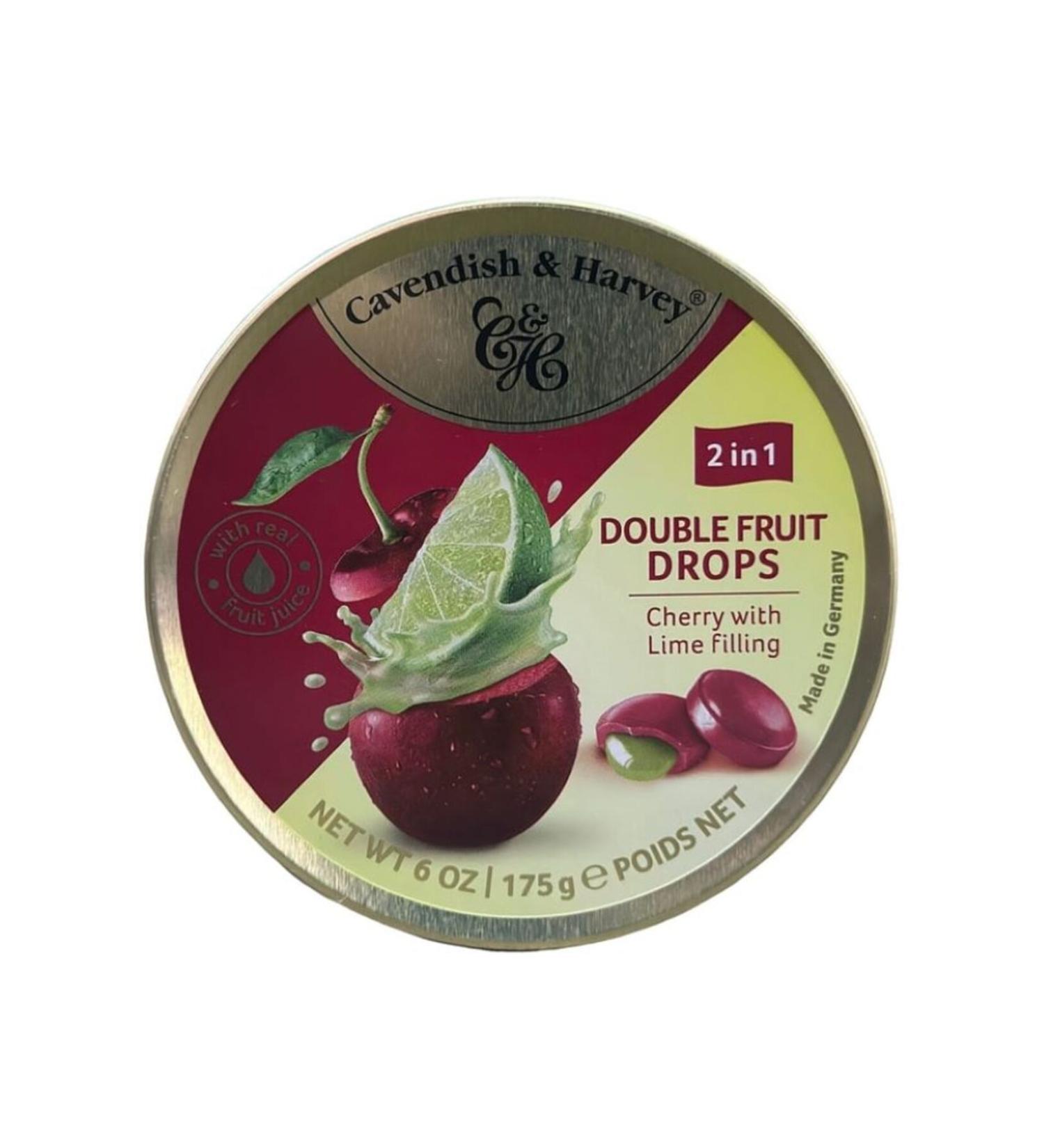 Cavendish & Harvey CAVENDISH & HARVEY DOUBLE FRUIT DROPS (WITH SOUR CHERRY & LIME FILLING) 175 GR *9 PIECES