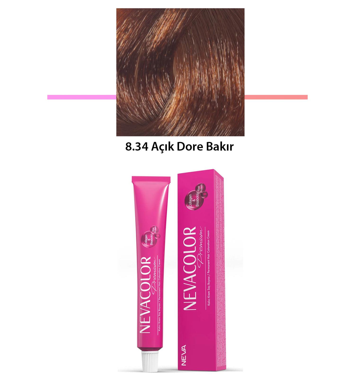 sahbulstore Premium 8.34 Light Dore Copper - Permanent Cream Hair Dye 50 g Tube - SBS5107-4891