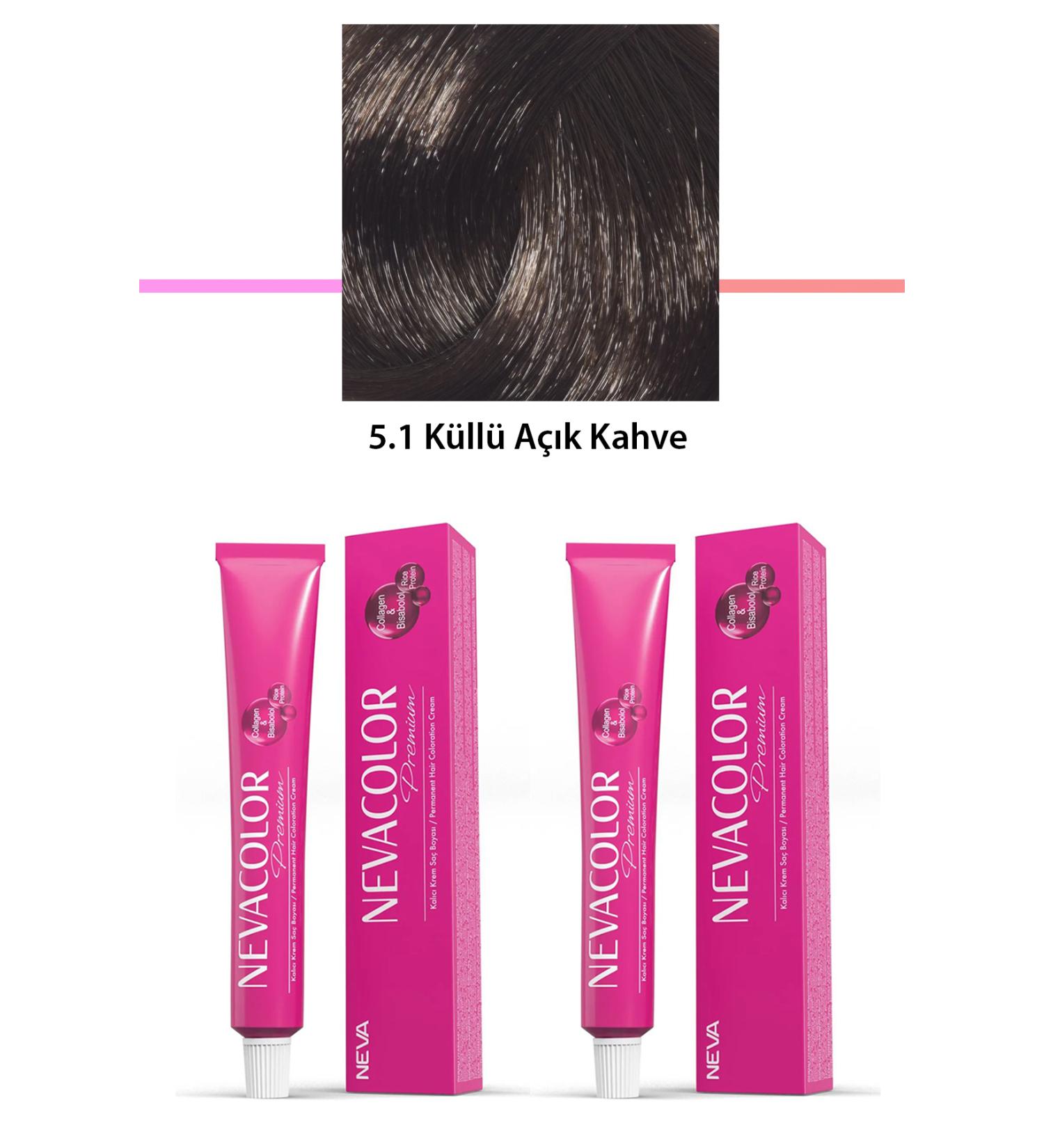 ETC 2 Set Premium 5.1 Ash Light Brown - Permanent Cream Hair Dye 2 X 50 g Tube - ETC4469-3947