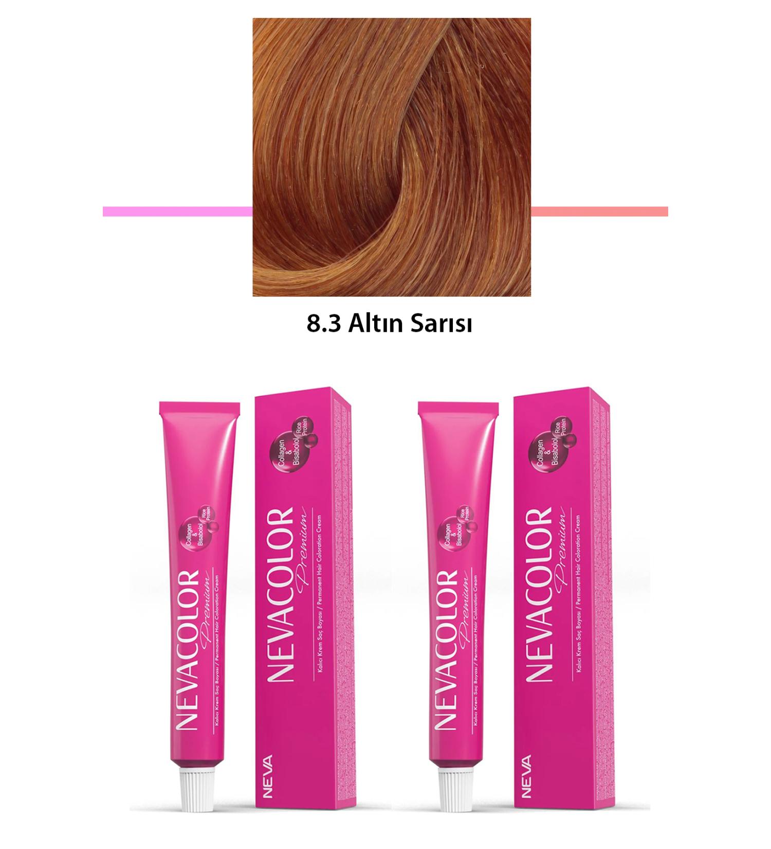 Narnuga 2 Set Premium 8.3 Golden Blonde - Permanent Cream Hair Dye 2 X 50 g Tube - MTC1836-3659