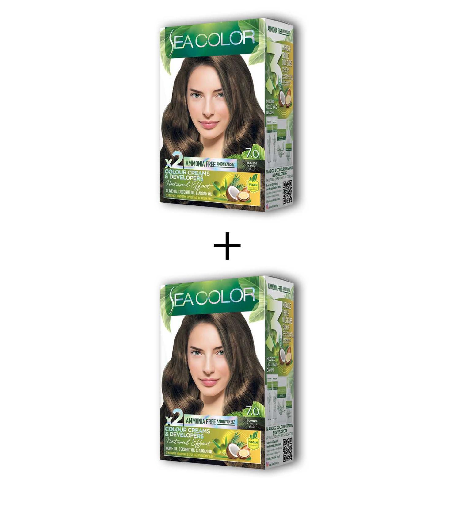 HELSOL 2X2 Tube Cream Hair Dye Set Blonde No:7.0 - HLS3004-4998