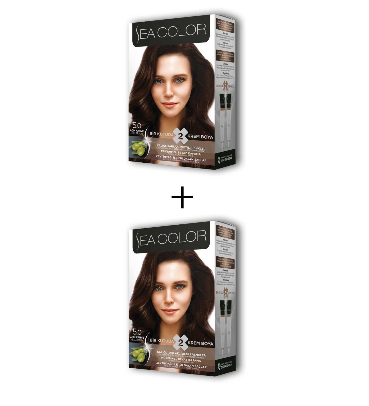 E Nil 2X2 Tube Cream Hair Dye Set Light Brown No: 5.0 - NIL9600-2506