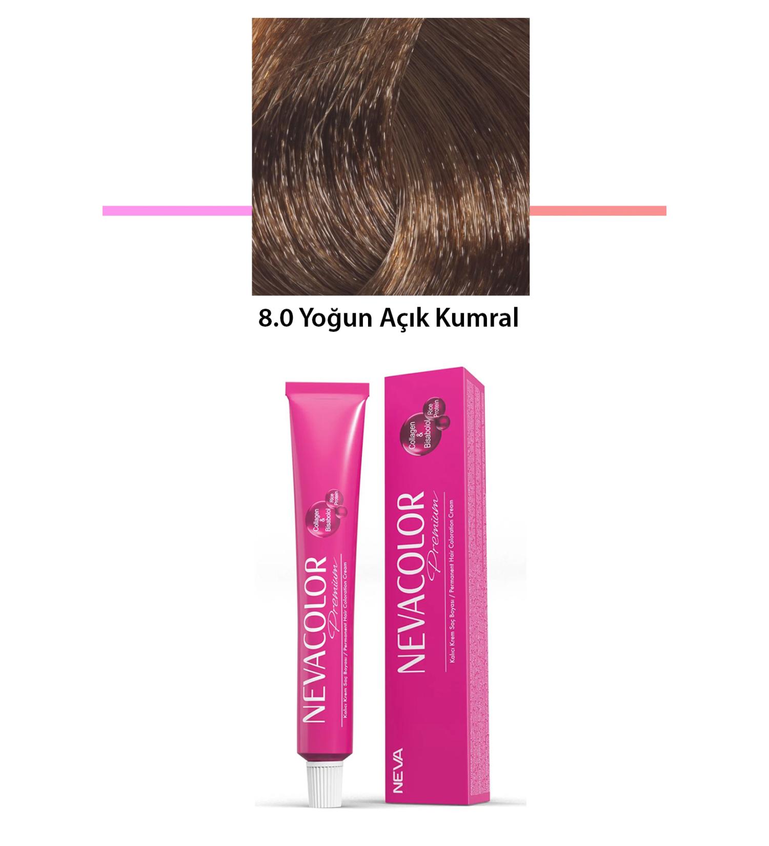 Narnuga Premium 8.0 Intense Light Blonde - Permanent Cream Hair Dye 50 g Tube - MCT5885-7151