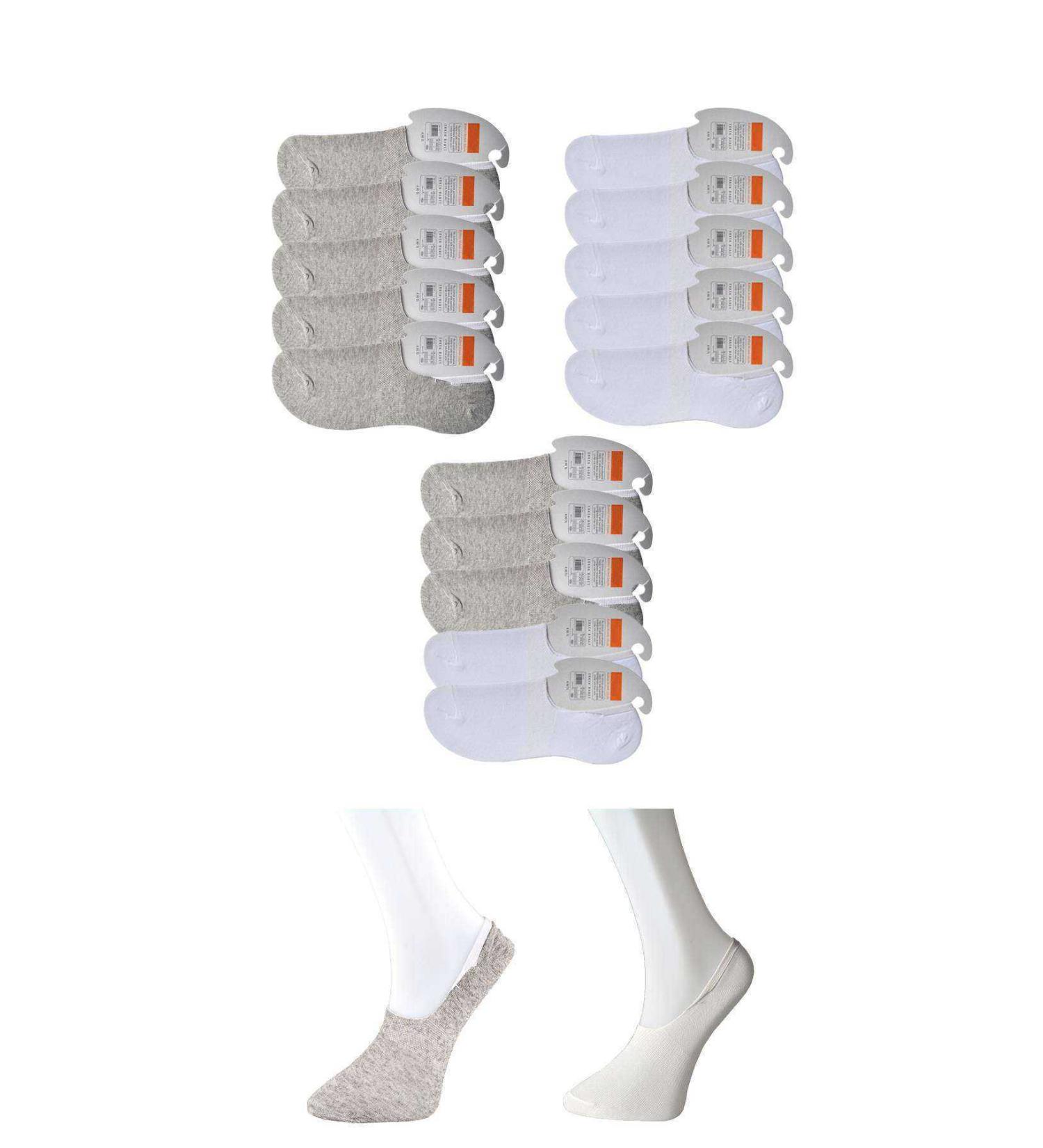 Skygo Gray and White Men's Ballerina Socks 15 pairs