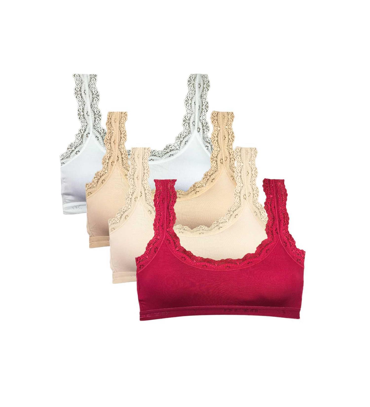 Skygo 4 Piece Lace Embroidery Padded Bamboo Women's Bustier Set