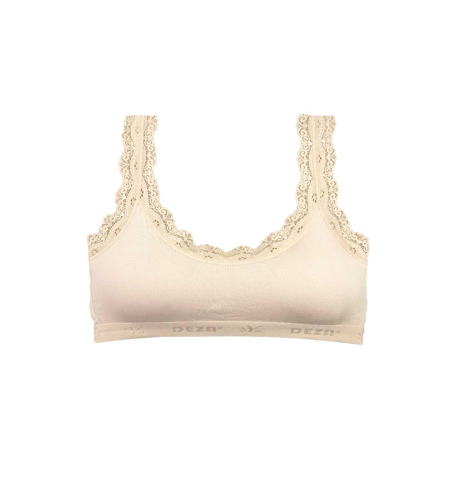 Skygo Lace Embroidery Padded Bamboo Women's Bustier Cream