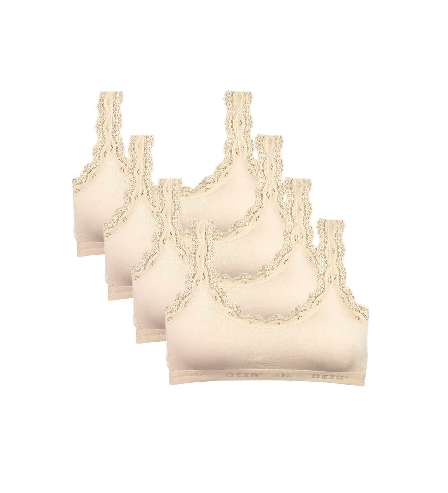 Skygo 4 Piece Lace Embroidery Padded Bamboo Women's Bustier Cream