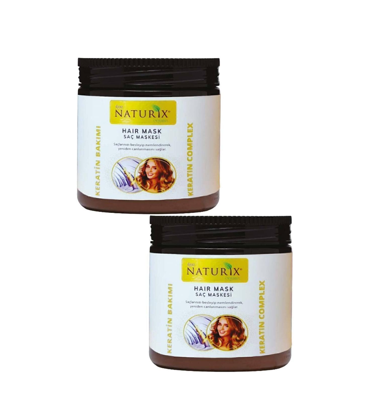Ilgaz Naturix Organix Brazilian Blow Dry Care Mask 2-Piece Natural Keratin Care 500 Ml Hair Care Mask Keratin Hair Mask - Buy Online on GoSupps.com