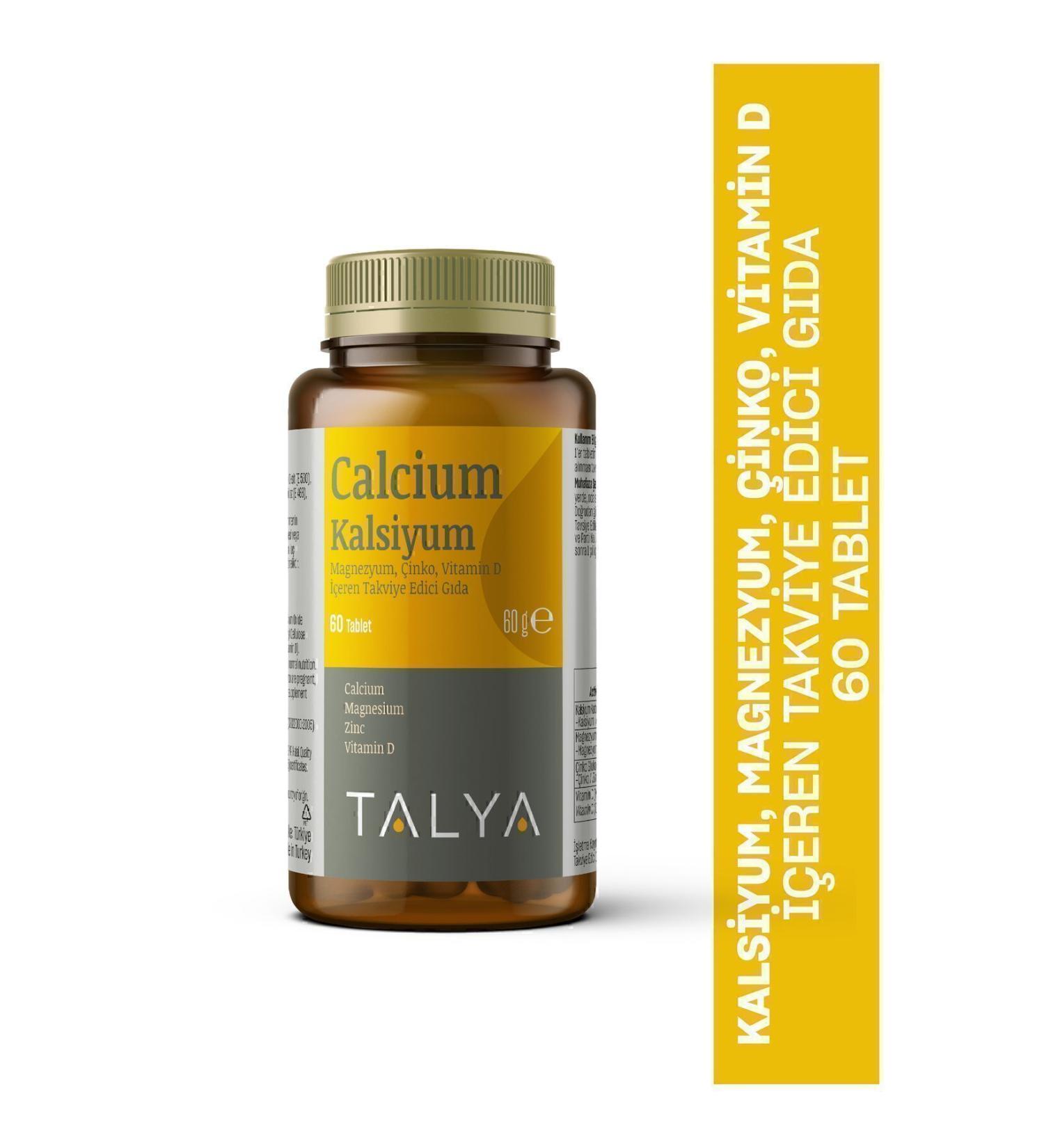 Talya Calcium Magnesium Zinc Vitamin D Containing Supplementary Food 60 Tablets - Buy Online on GoSupps.com