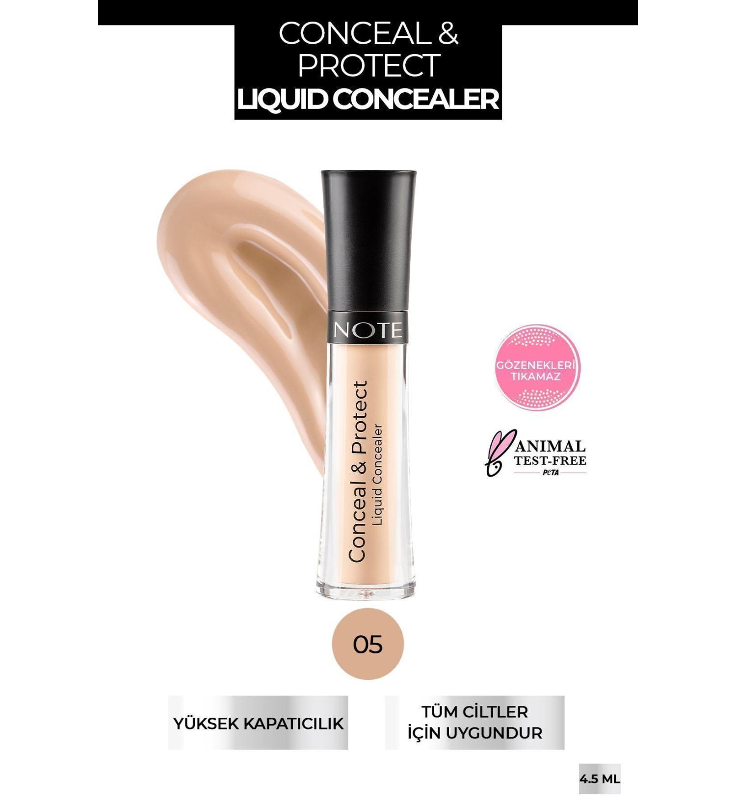 Note Cosmetics Conceal & Protect Concealer Liquid Under Eye Concealer - 05 Soft Ivory - Buy Online on GoSupps.com