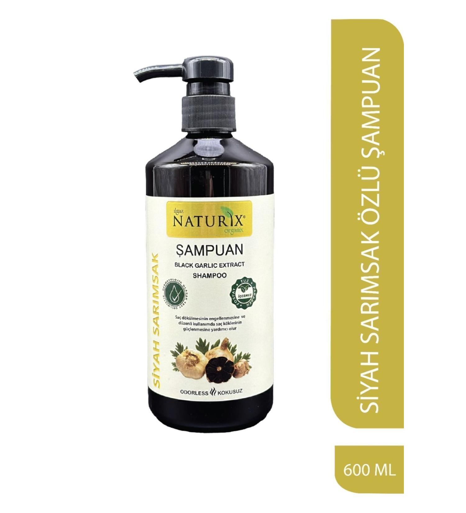Naturix Unscented Salt-Free Black Garlic Shampoo 600 Ml Garlic Essence Shampoo (Paraben Phosphate Salt-Free) - Buy Online on GoSupps.com