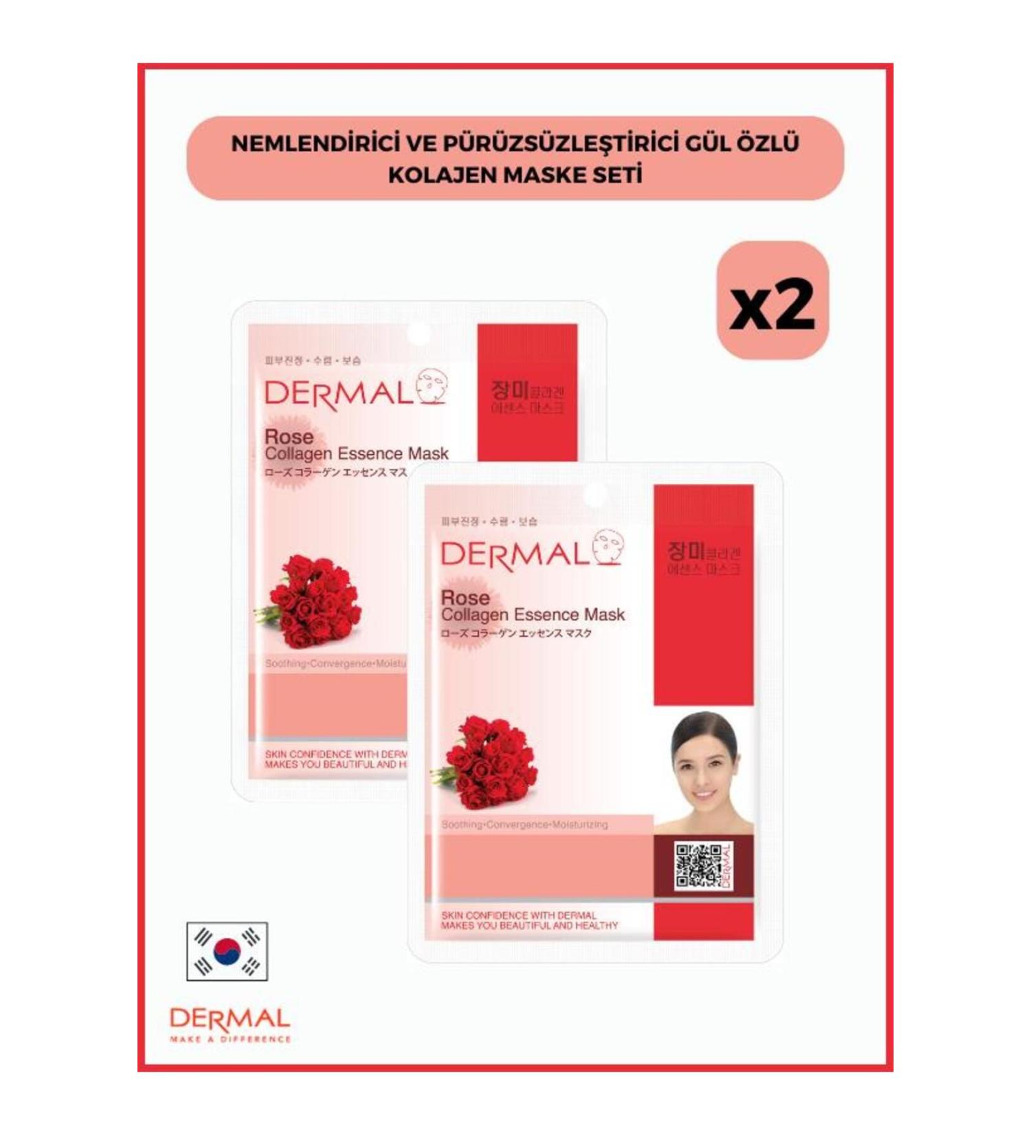 Dermal Moisturizing and Smoothing Rose Essence Collagen Mask Set