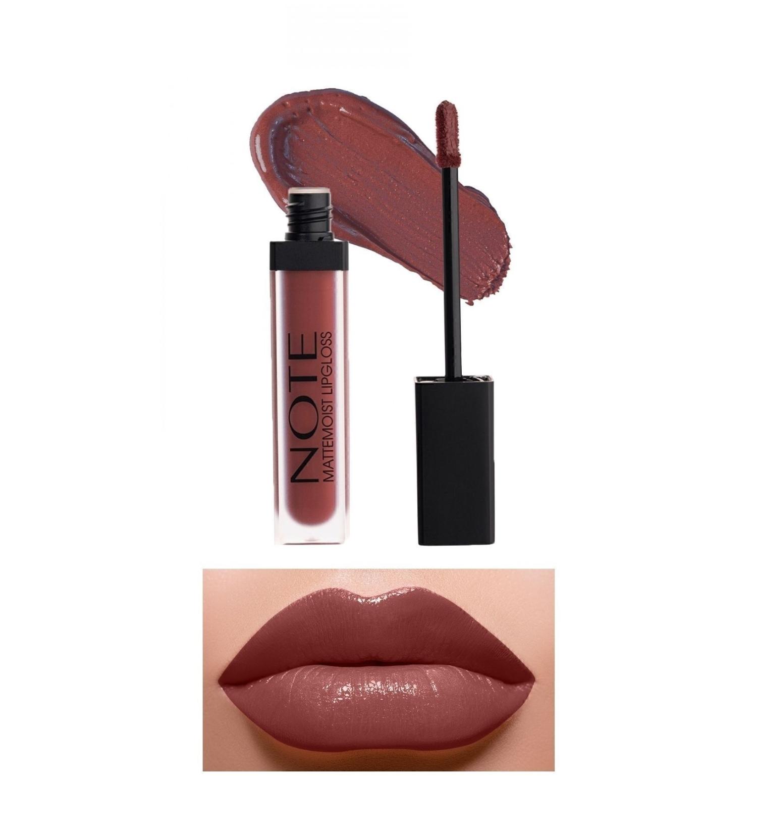Note Cosmetics Mattemoist Lipgloss Semi-Matte Satin Finish Liquid Lipstick 415 Shy Berry - Claret Red - Buy Online on GoSupps.com