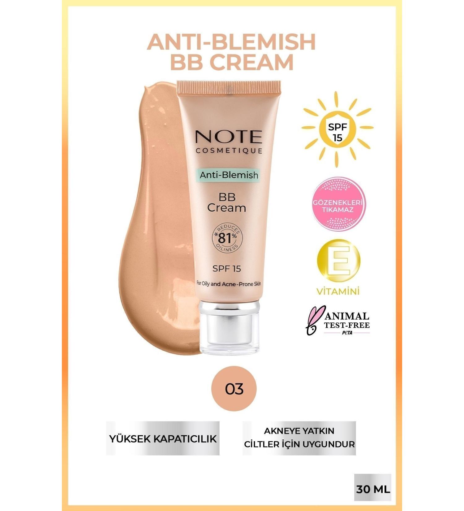 Note Cosmetics Anti-Blemish BB Cream SPF 15 Acne Prone Skin BB Cream - 03 Natural Beige - Buy Online on GoSupps.com