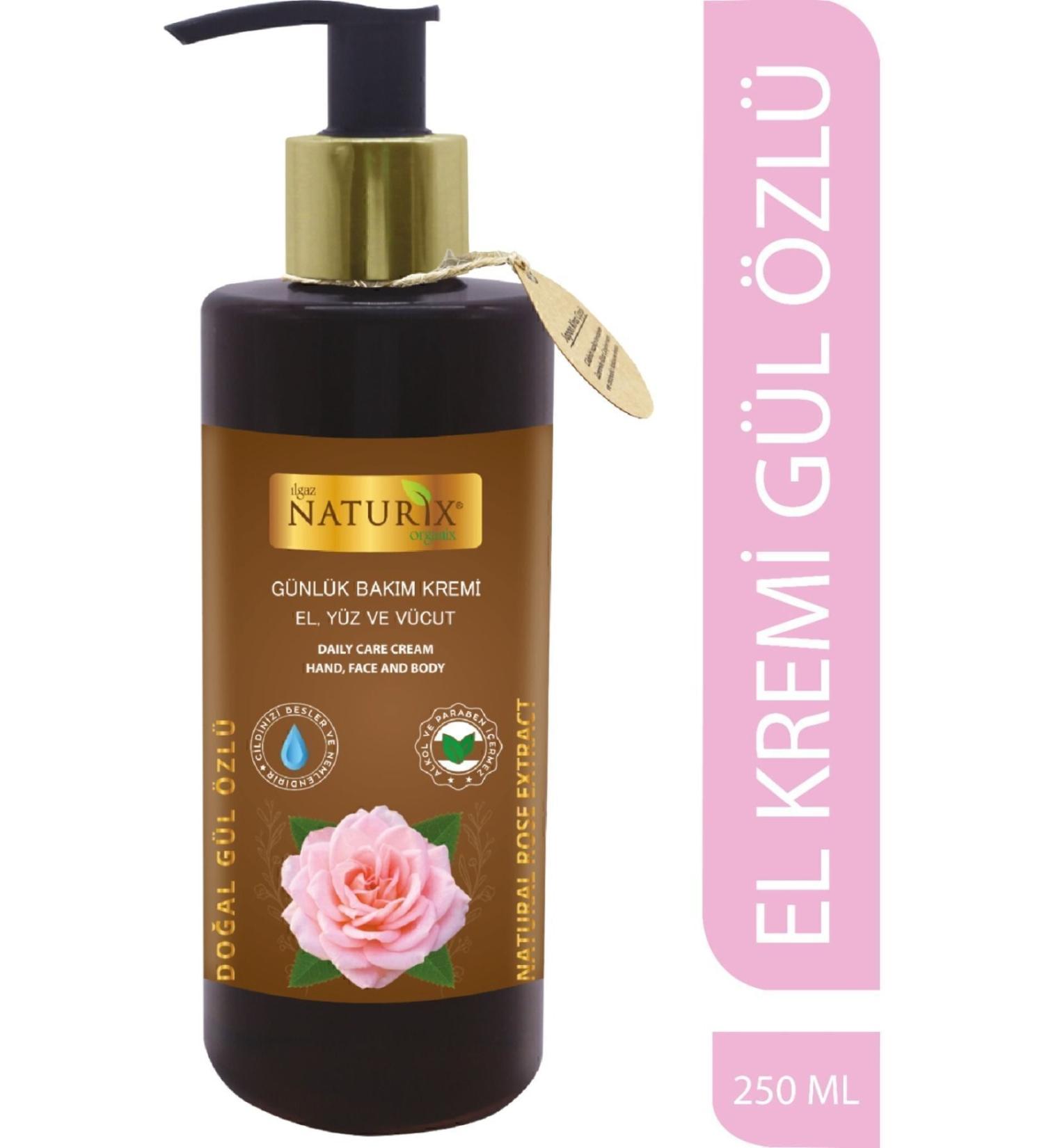 Naturix Rose Essence Organic Daily Care Cream Intensive Moisturizing Hand - Face - Body Care Cream 250 ml - Buy Online on GoSupps.com