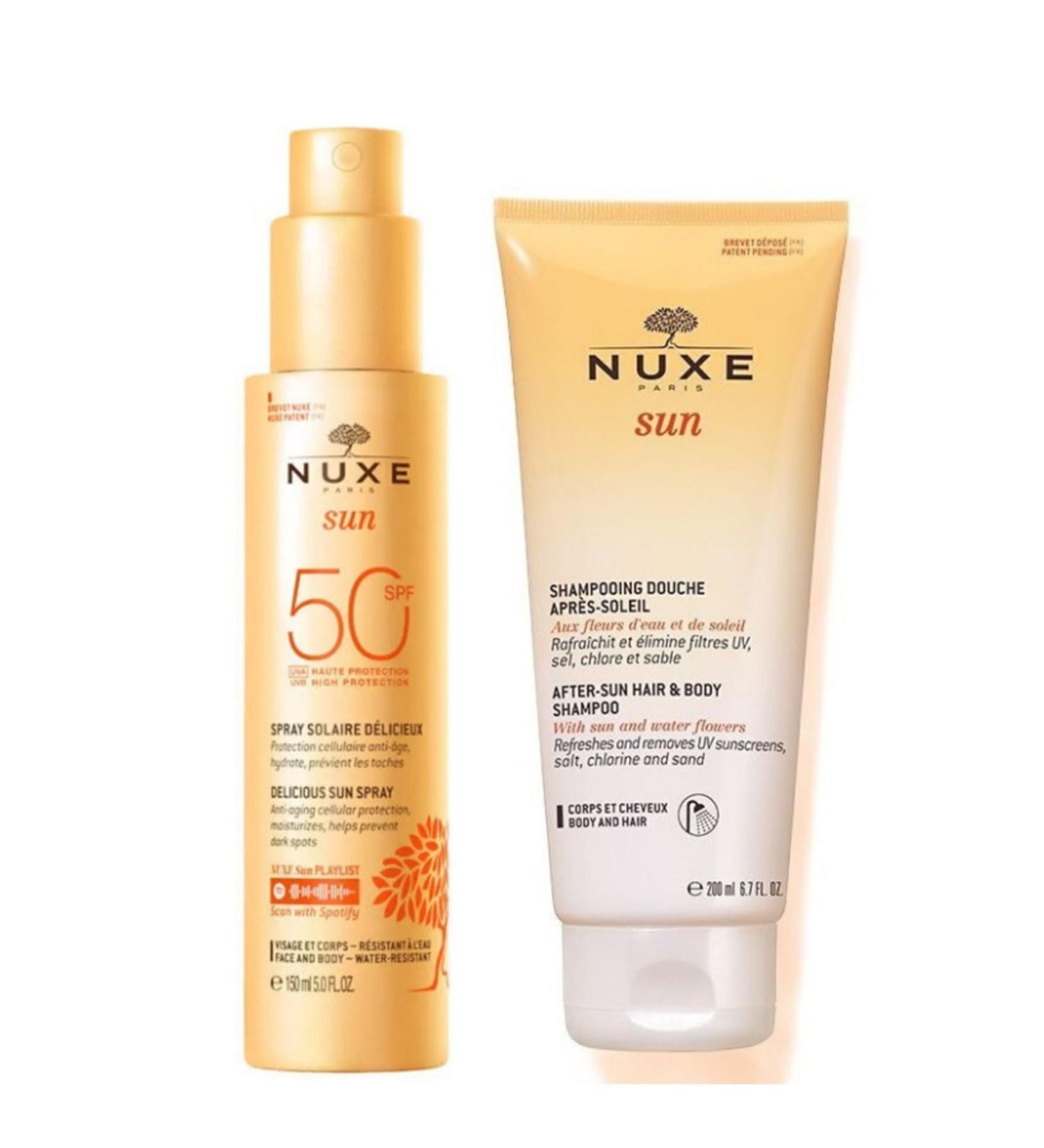Nuxe Sun Sun Protection Face and Body Milk Spf 50 150 ml - Nuxe Sun After Sun Shampoo 200 ml