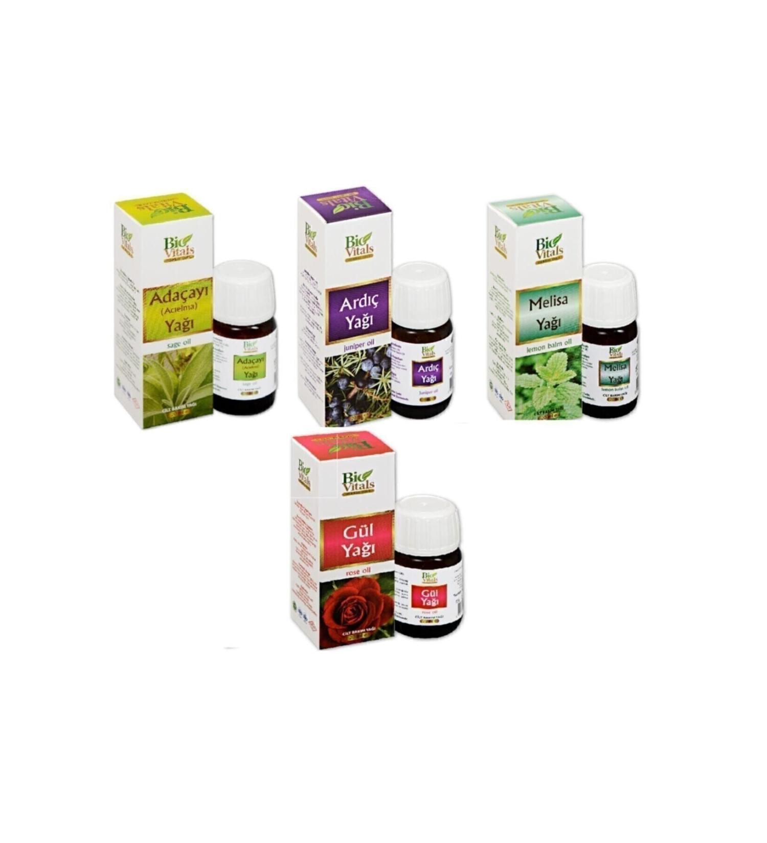 Bio Vitals Sage-Juniper-Melissa-Rose Aromatic Massage Skin Care Oil Set of 4