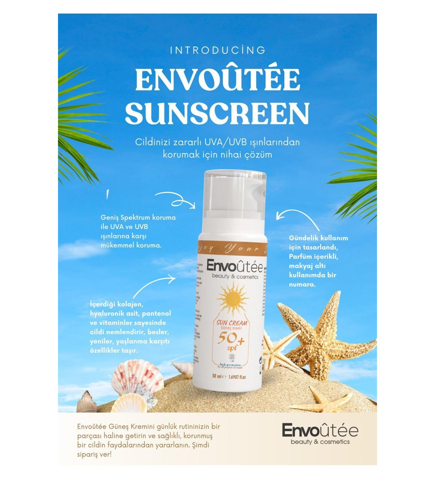 Envo t e beauty & cosmetics Sun Cream 50 ml - Face and Whole Body - With Collagen Panthenol and Hyaluronic Acid - Buy Online on GoSupps.com
