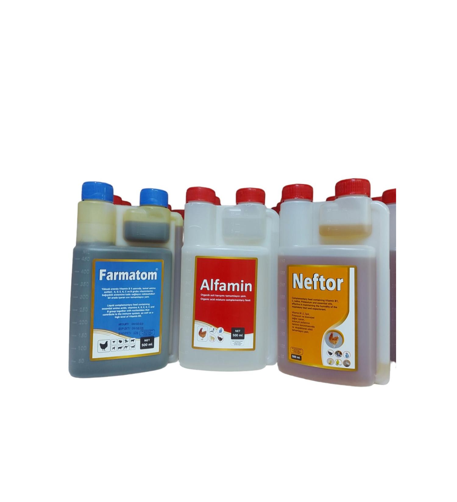 Munich Vet 3-Piece Set Farmatom Vitamin + Alfamin + Neftor Wheezing Set - 500 Ml