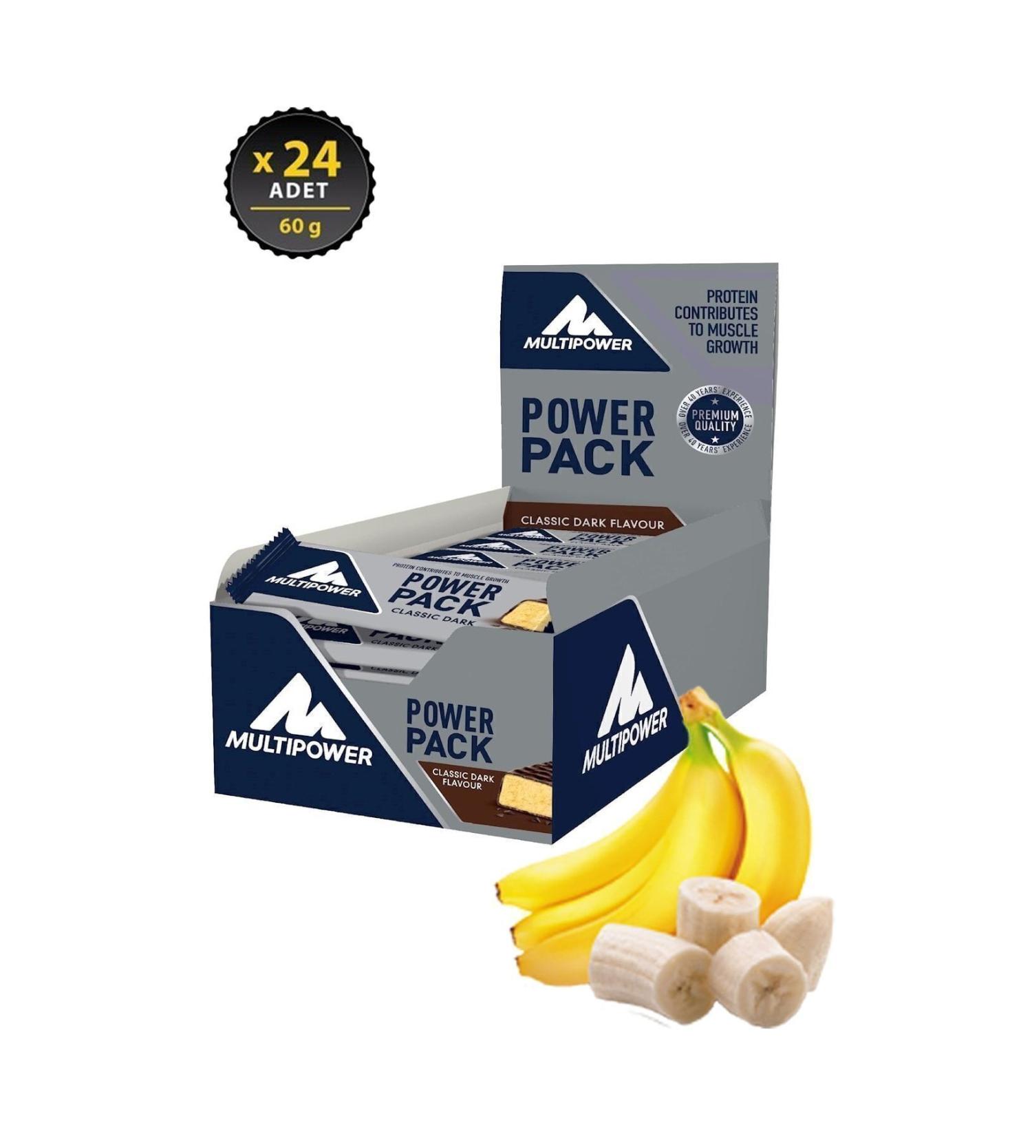 Multipower Power Pack Xxl Classic 60 Gr 24 Pieces Banana Flavored Protein Bar Supplement Protein
