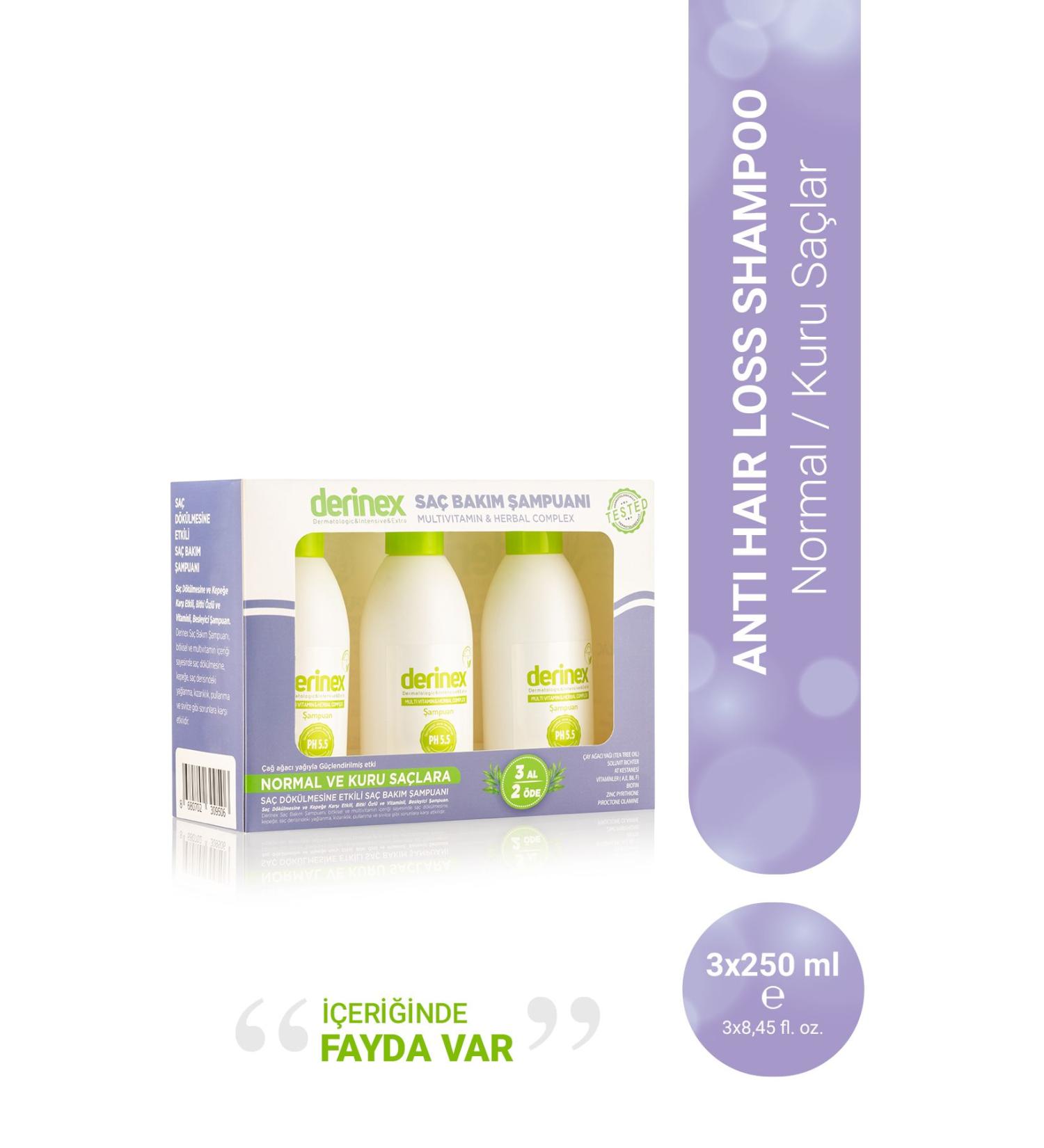 Derinex Anti Hair Loss Shampoo - For Normal and Dry Hair BUY 3 PAY 2 SET