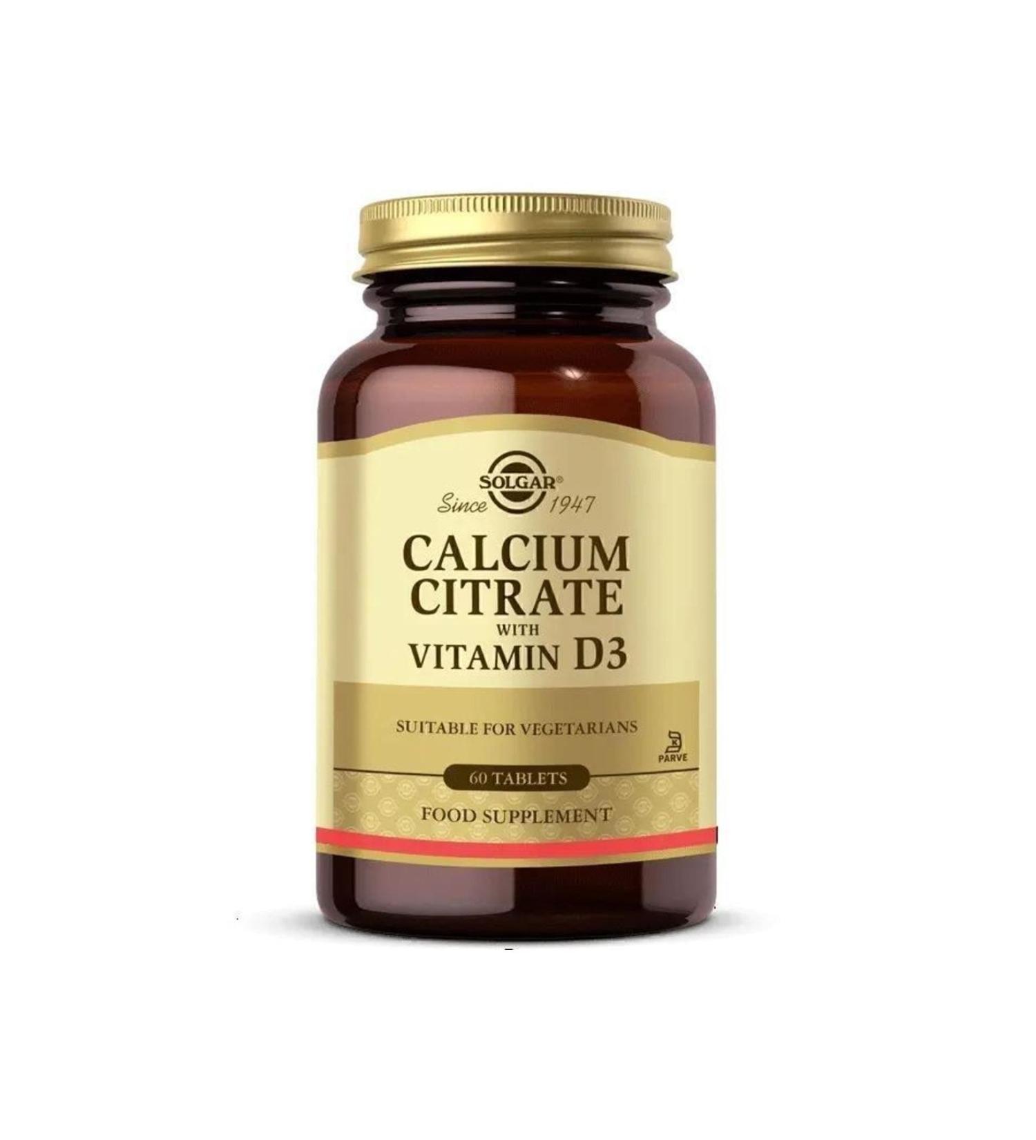 Solgar Calcium Citrate With Vitamin D3 250 Mg 60 Tablets