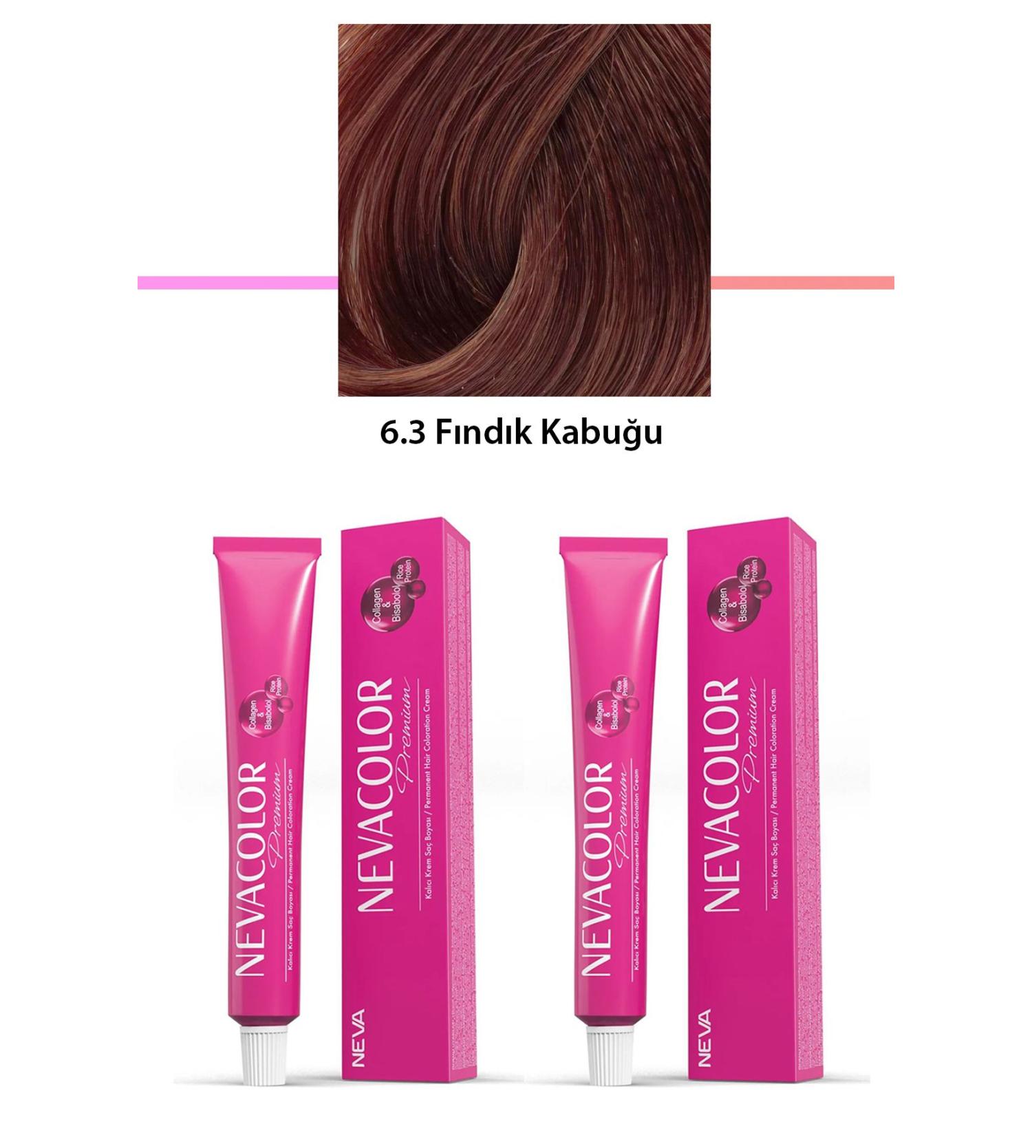 Set of 2 Premium 6.3 Hazelnut Shell - Permanent Cream Hair Dye 2 X 50 g Tube - SBS3374-5017