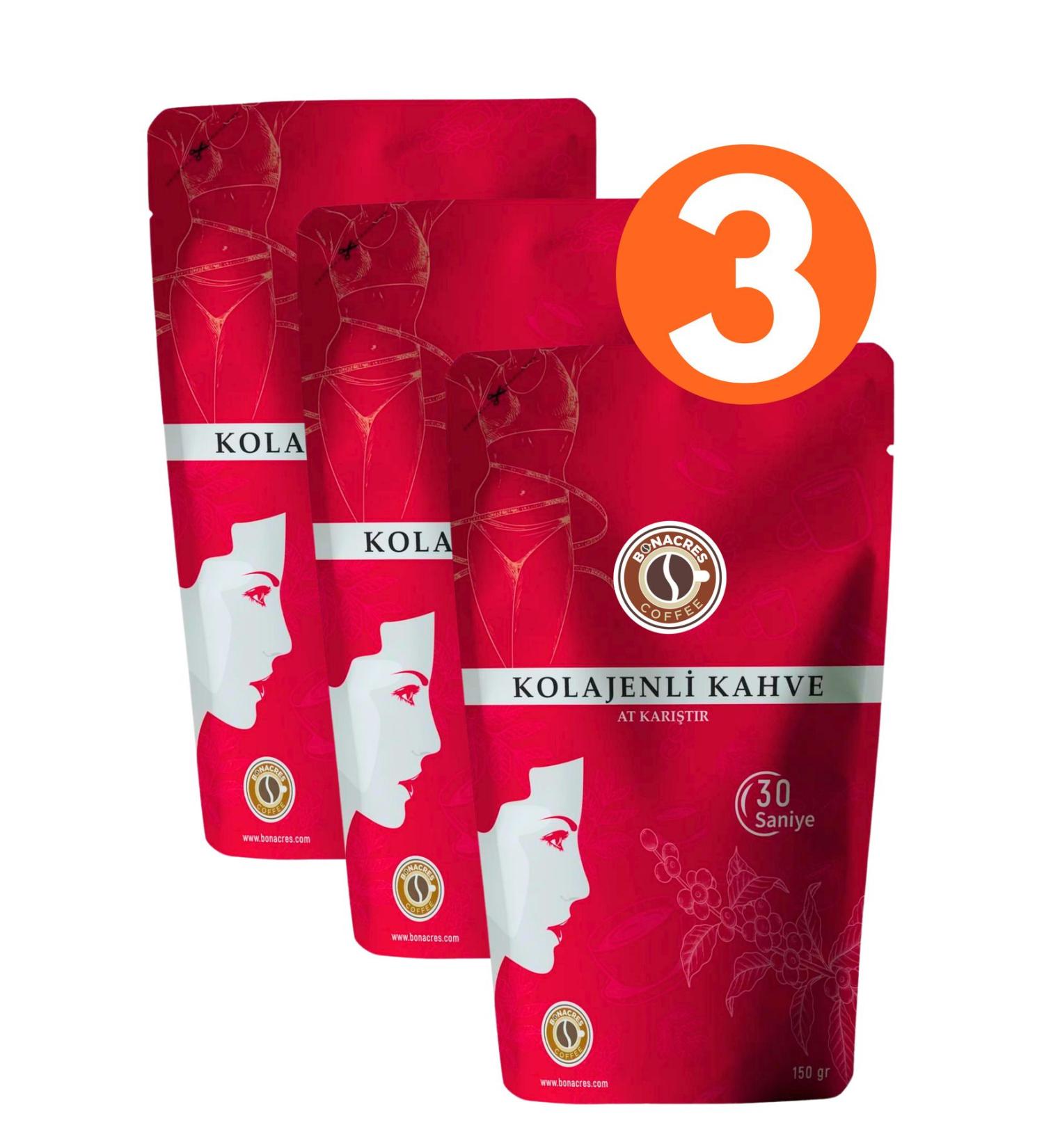 Bonacres Vanilla Flavored Collagen Instant Coffee Collagen Instant Coffee Package 3x 150gr - Buy Online on GoSupps.com