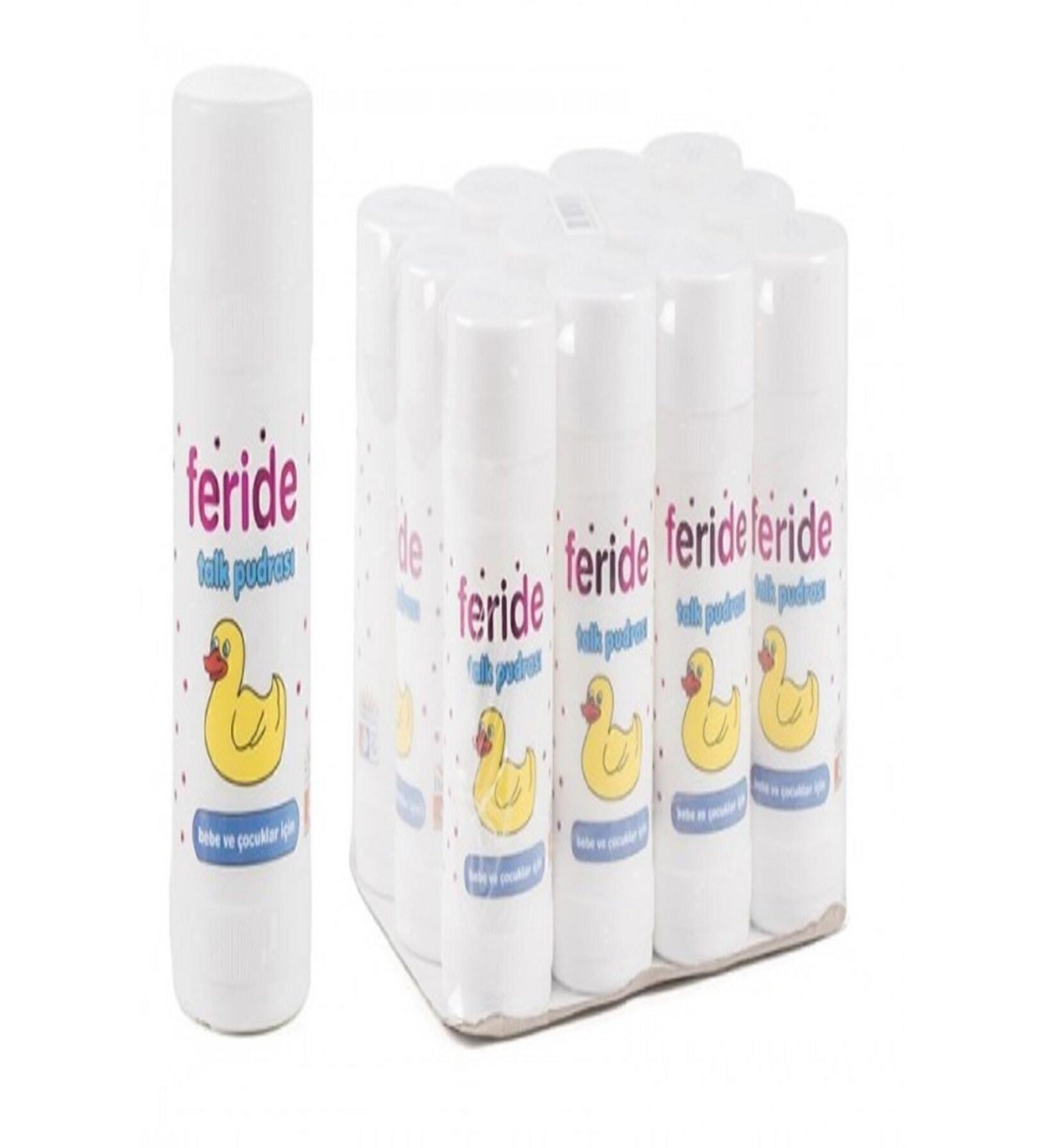 FERIDE ROSE SCENTED TALCUM POWDER Feride Talc Powder Diaper Rash Powder 75 gr 12 Pieces