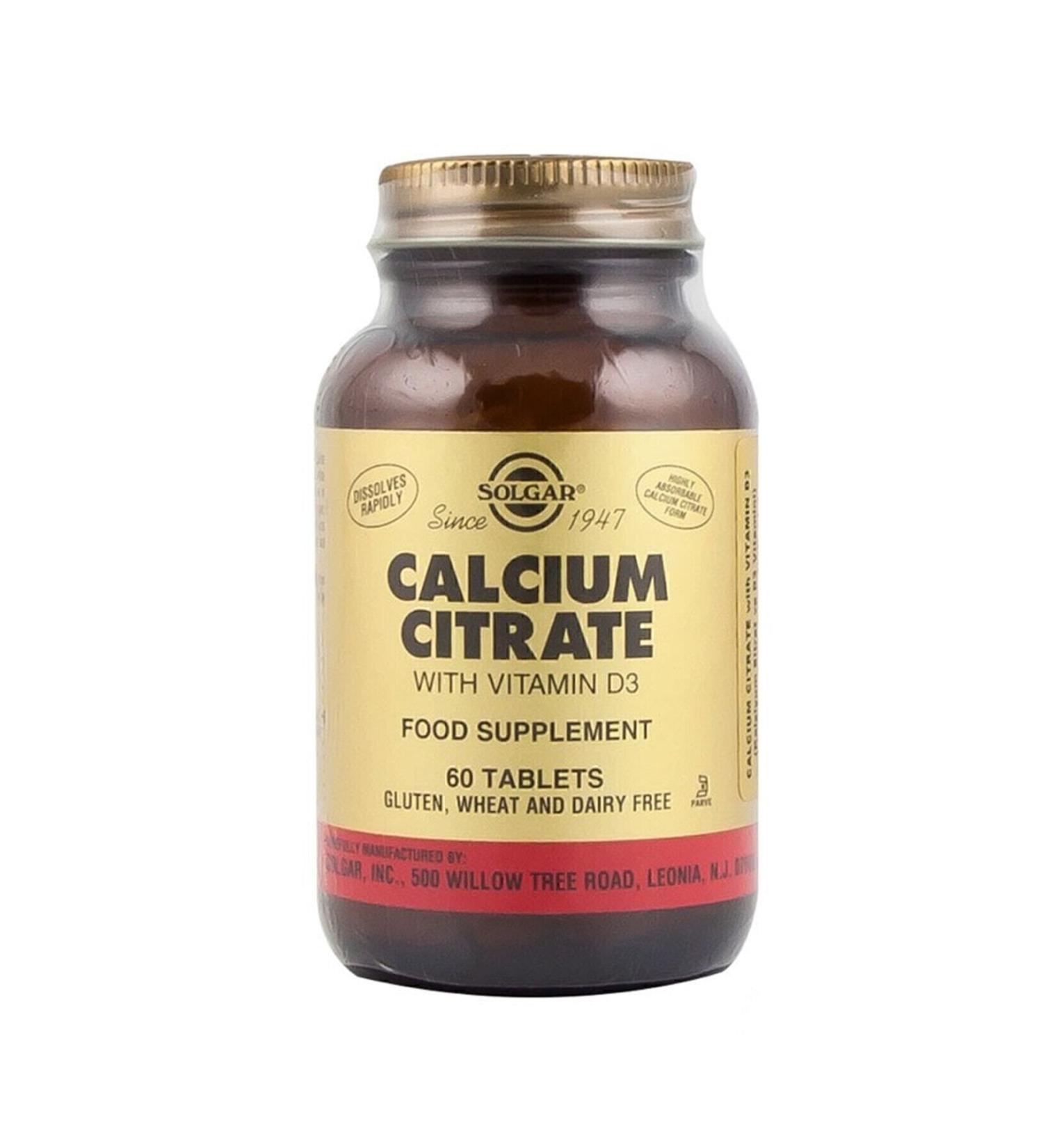 Solgar Calcium Citrate With Vitamin D3 60 Tablets