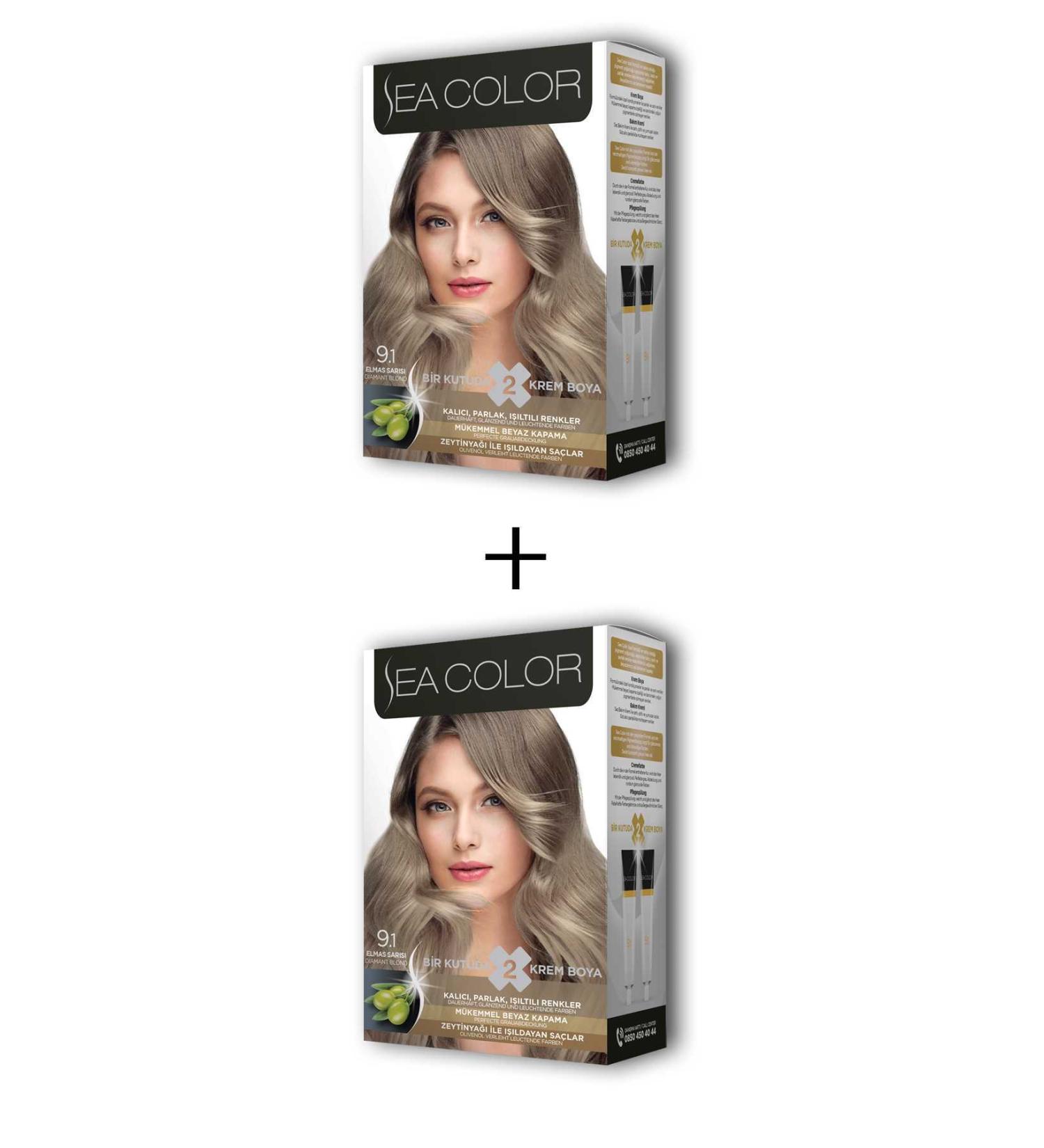 ZehraTech 2X2 Tube Cream Hair Dye Set Diamond Blonde No:9.1 - ZHT3832-2773