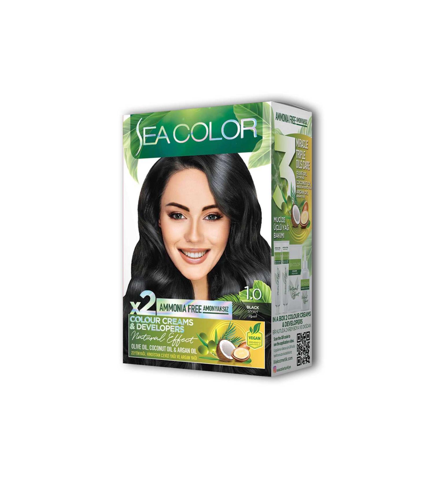 Zerda 2 Tube Cream Hair Dye Set Black No:1.0 - ZRD3583-9108