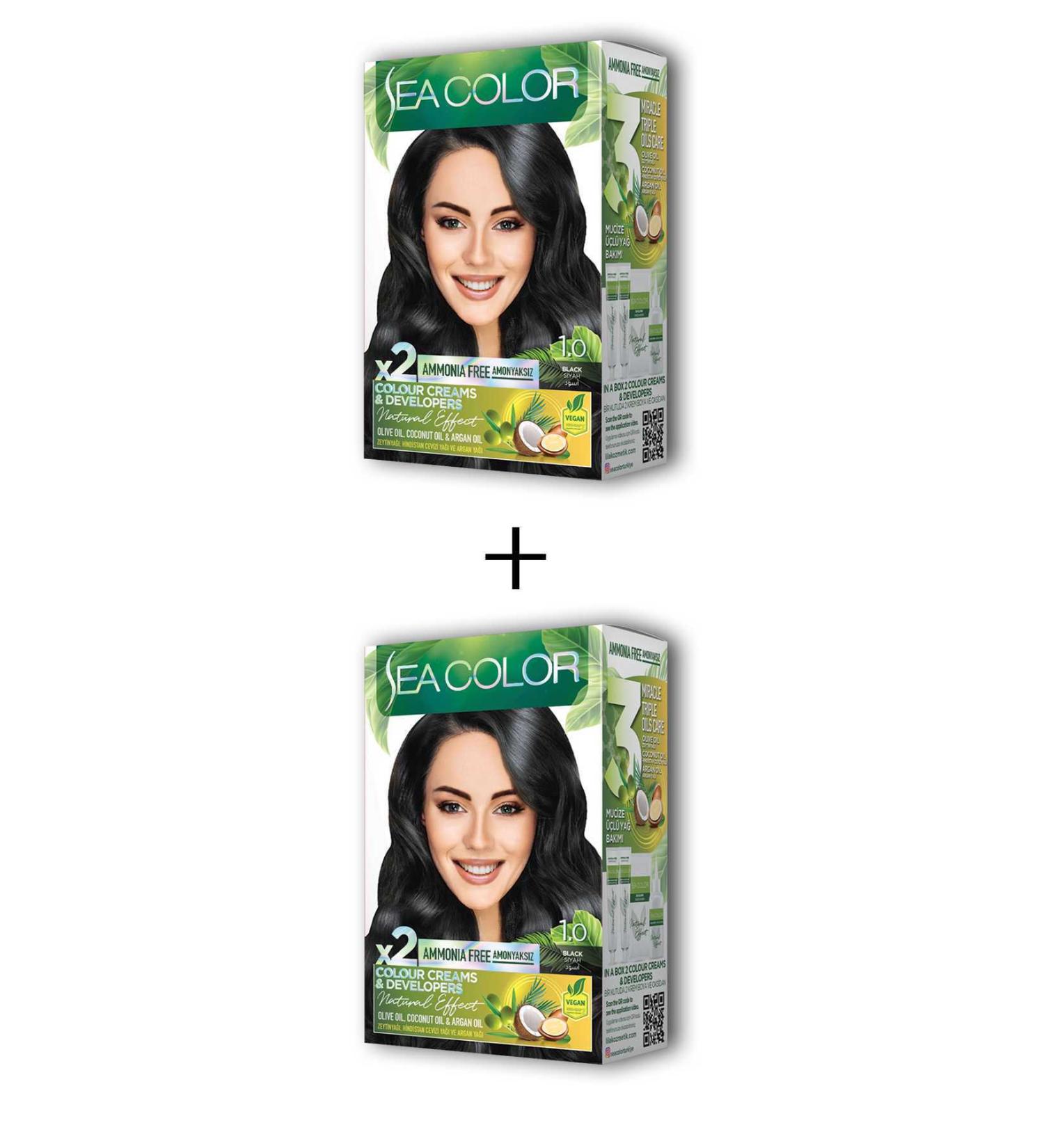 karacada 2X2 Tube Cream Hair Dye Set Black No:1.0 - KRC9991-4004