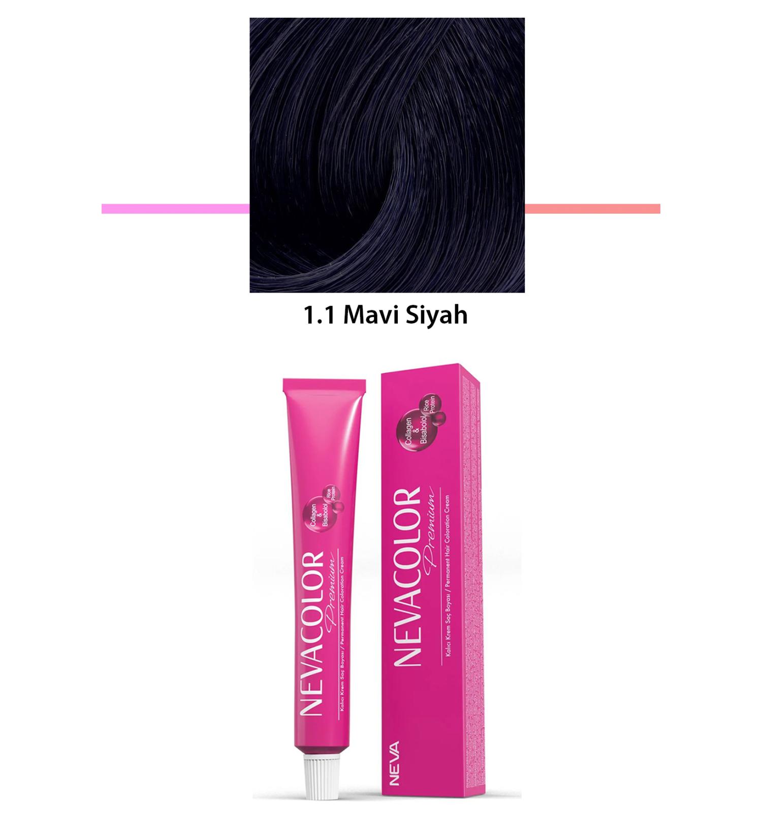 Narnuga Premium 1.1 Blue Black - Permanent Cream Hair Dye 50 g Tube - MCT2502-6607