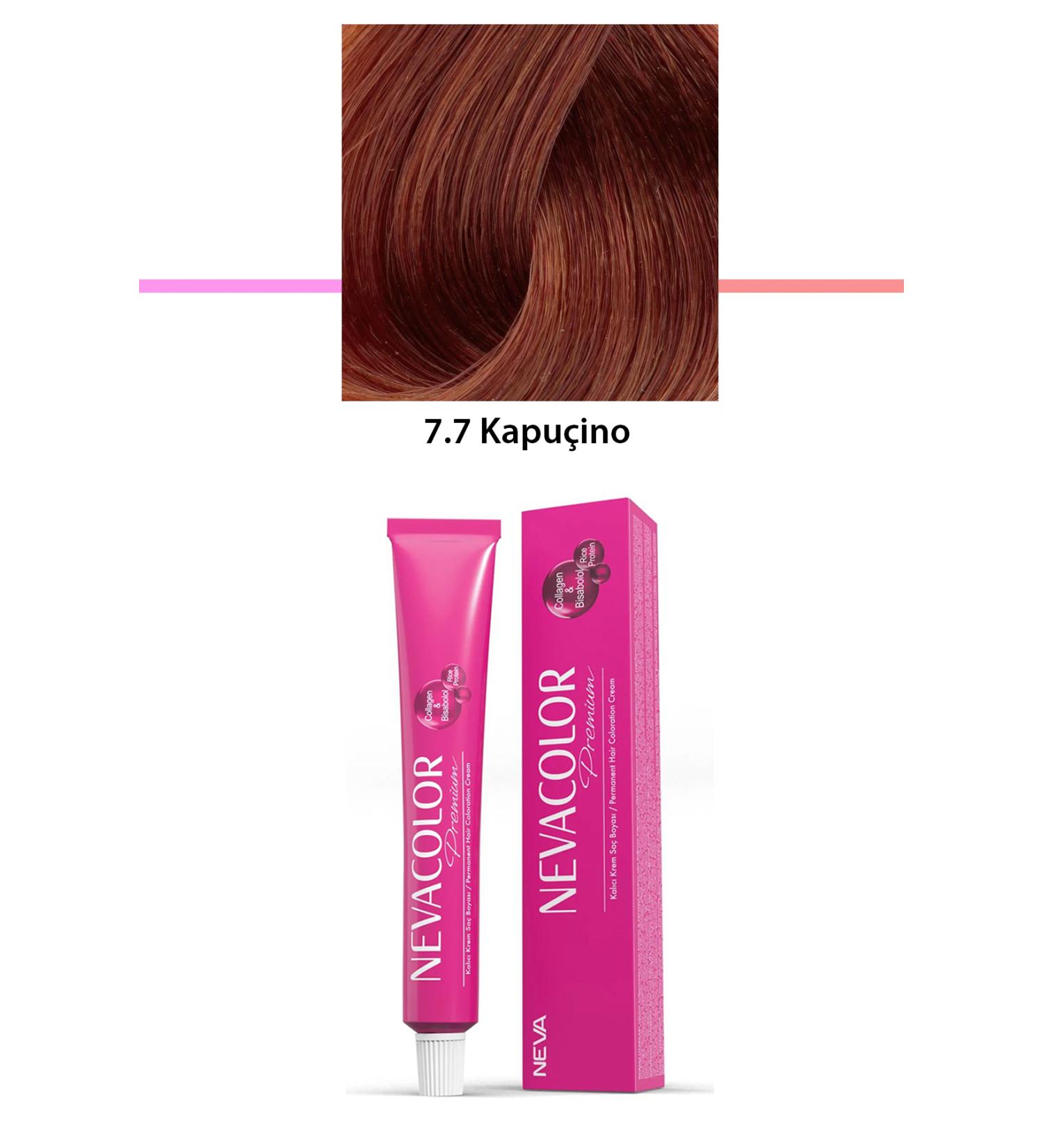 calleren Premium 7.7 Cappuccino - Permanent Cream Hair Dye 50 g Tube - CLN6440-9204