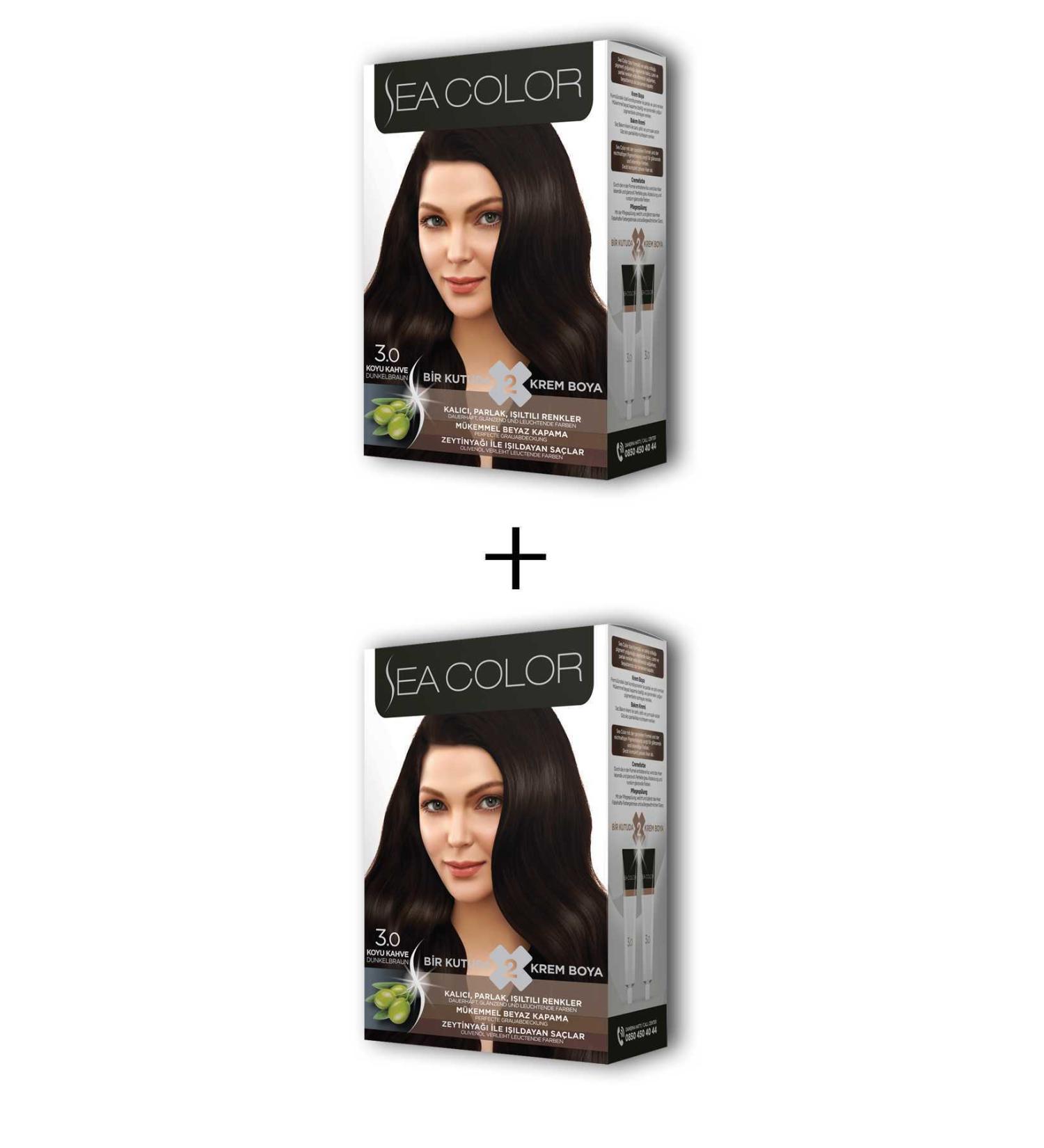 calleren 2X2 Tube Cream Hair Dye Set Dark Brown No:3.0 - CLN6054-6421