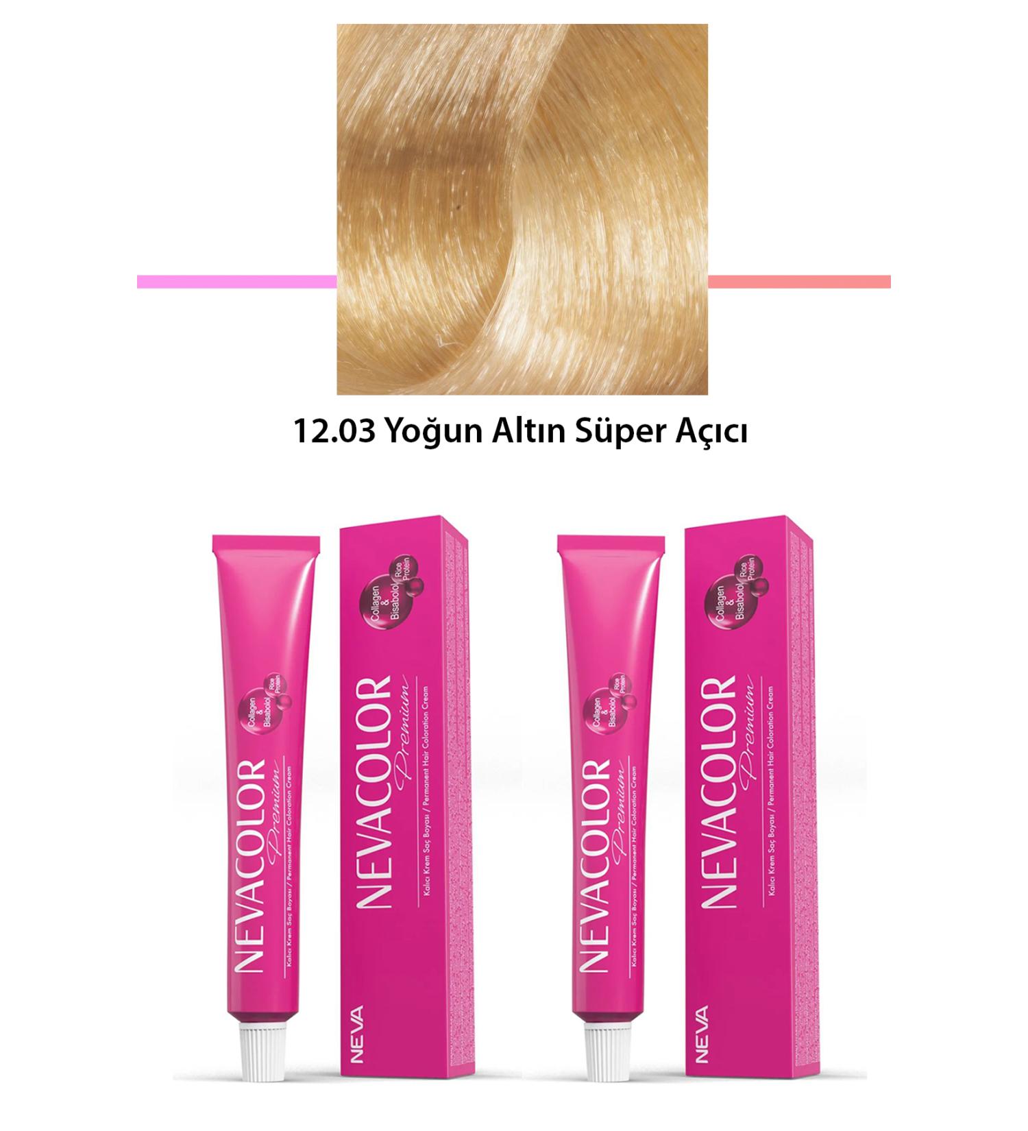 calleren 2 Set Premium 12.03 Intense Gold Super Lightener - Permanent Cream Hair Dye 2 - CLN4627-1294