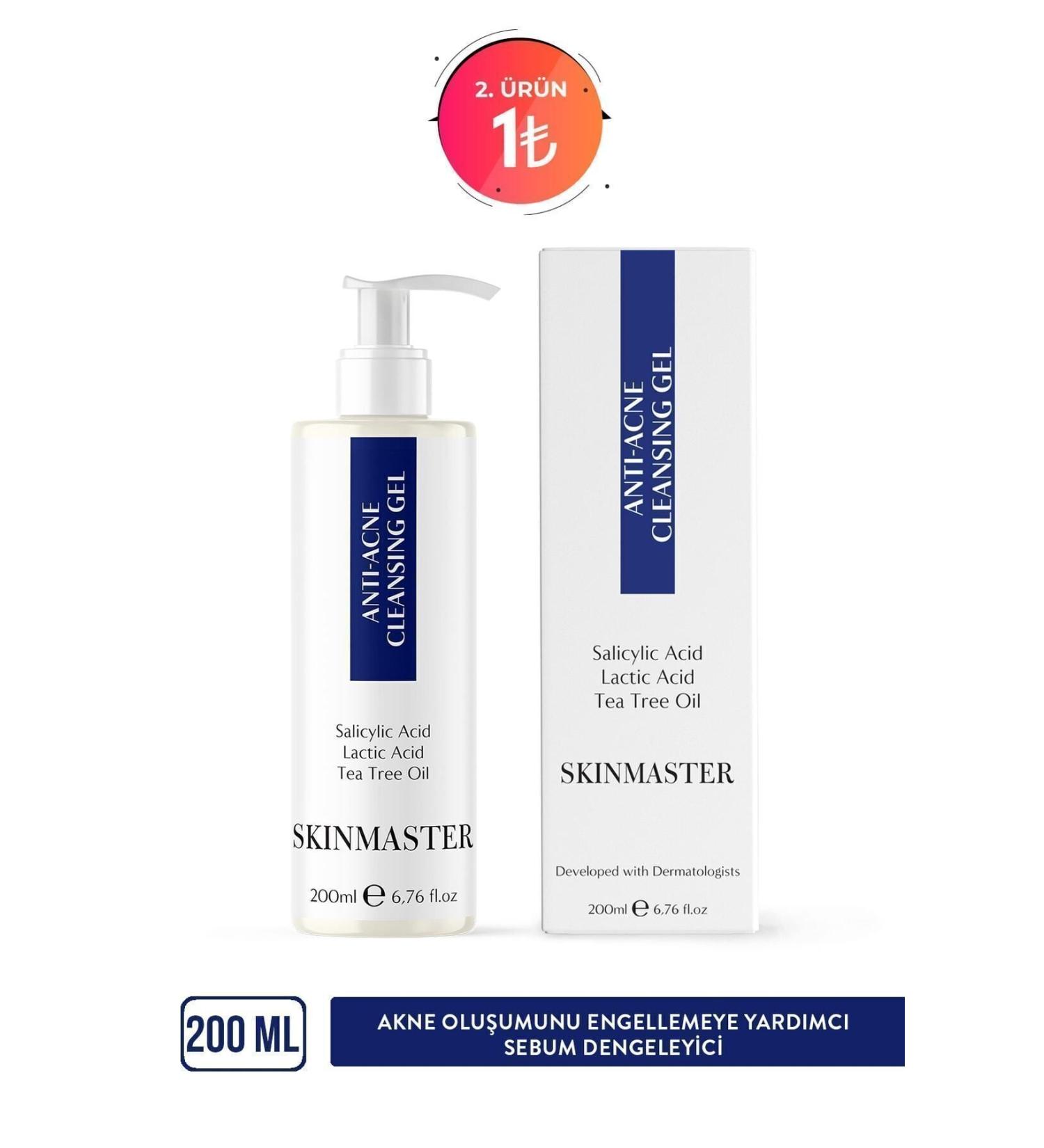 SkinMaster Anti-Acne and Blackhead Sebum Balancing Facial Cleansing Gel (bha + Lactic Acid + Tea Tree Oil) - Buy Online on GoSupps.com