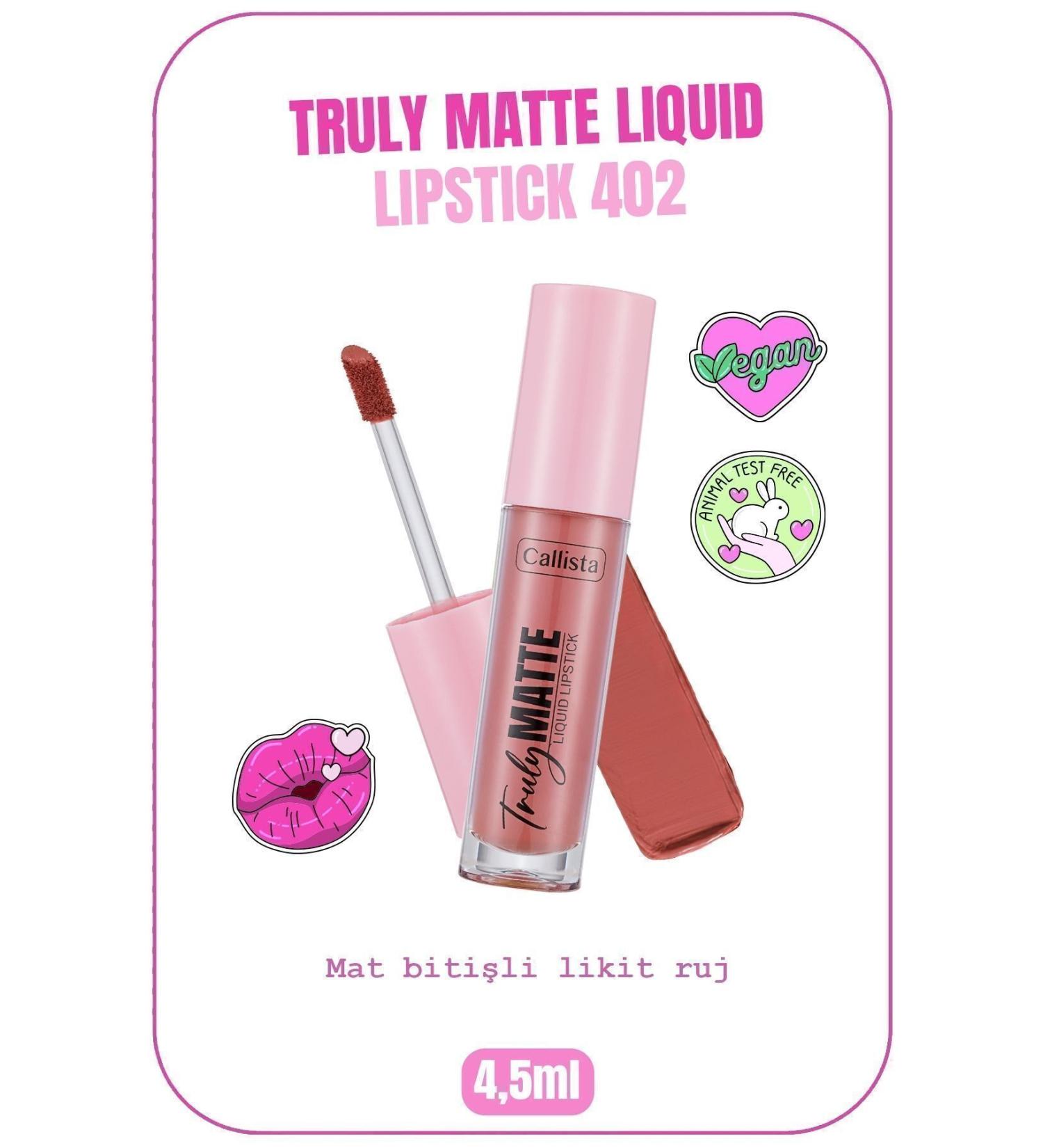 Callista Truly Matte Liquid Lipstick Mat Likit Ruj 402 Mauve Over - Nude - Buy Online on GoSupps.com