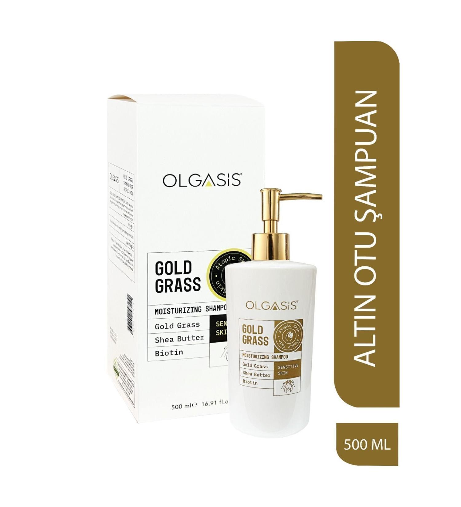 Olgasis Gold Grass Shampoo Dandruff Psoriasis Daily Care Shampoo Biotin - Gold Grass - Shea Butter 500ml - Buy Online on GoSupps.com