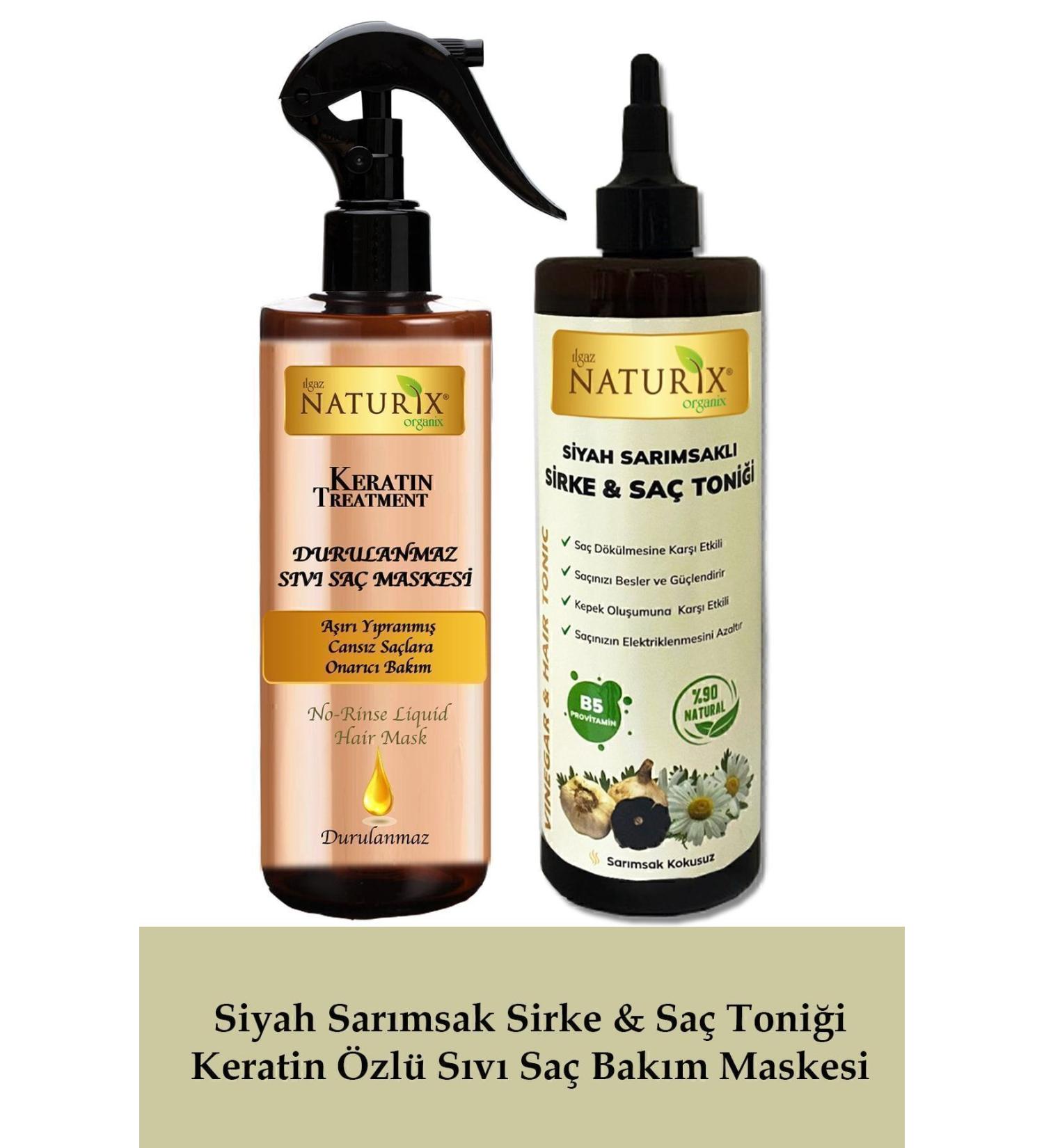 Naturix Black Garlic Vinegar & Hair Tonic Vitamin B5 Odorless Keratin Essence Liquid Hair Mask No Rinse