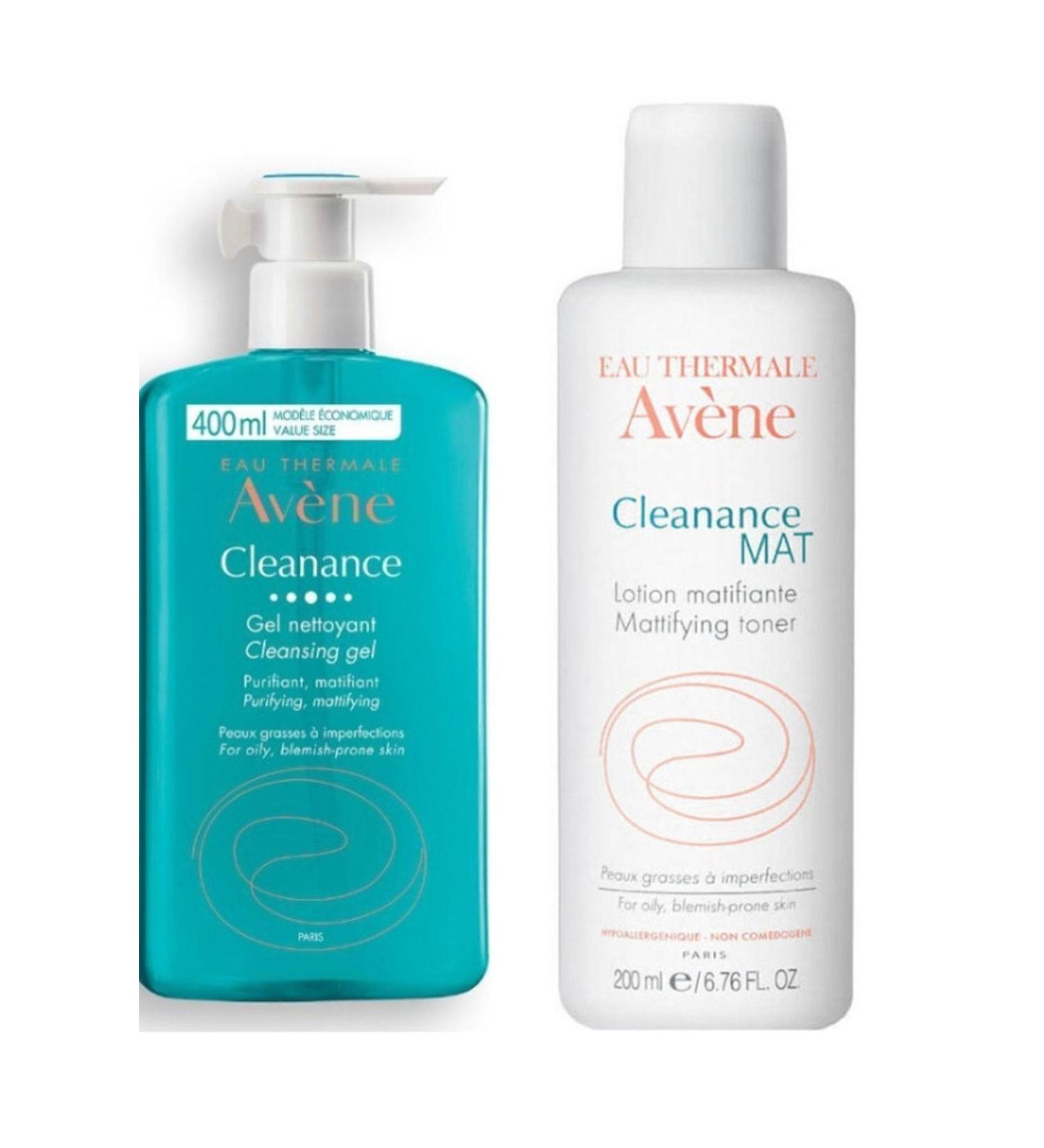 Avene Cleanance Face and Body Cleansing Gel 400 Ml - Cleanance Matte Mattifying Lotion 200 Ml