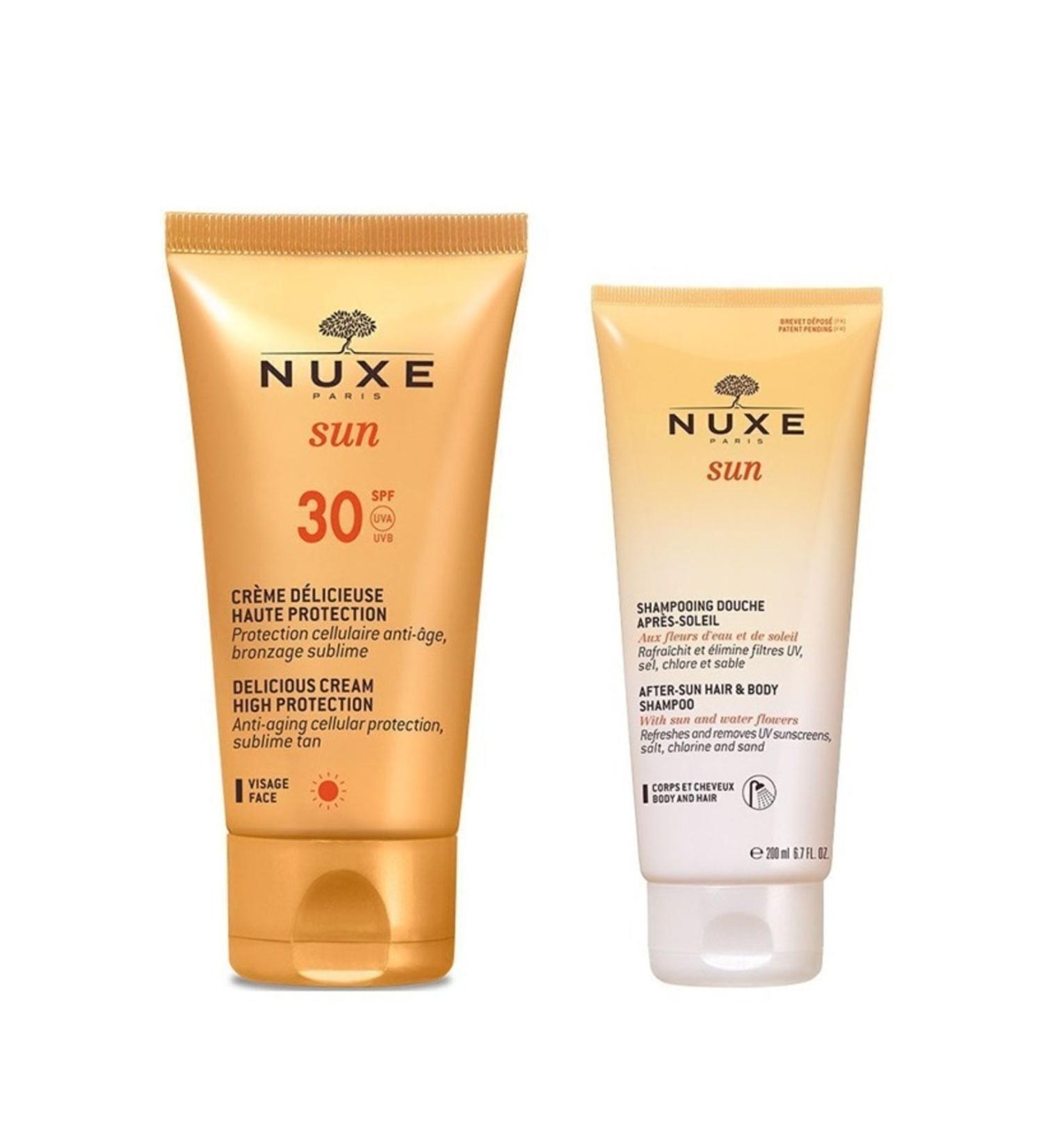Nuxe Sun Sunscreen Face Cream Spf 30 50 Ml - After Sun Moisturizing Hair and Body Shampoo