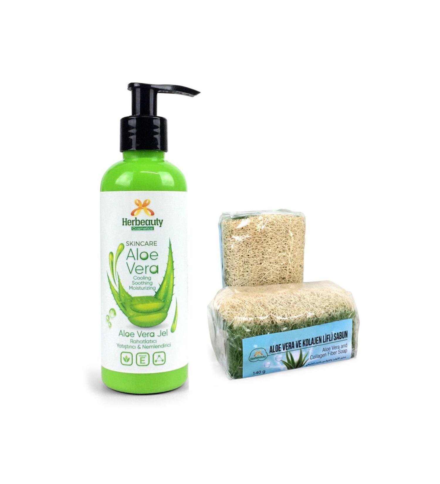 Herbeauty Aloe Vera Gel & Natural Pumpkin Fiber Aloe Vera Collagen Soap