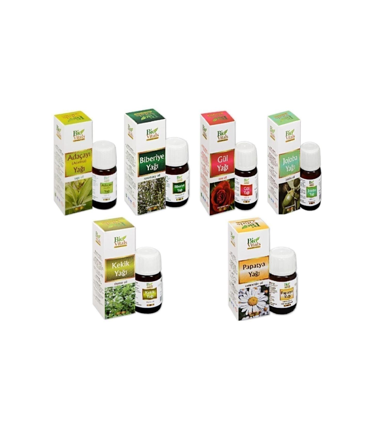 Bio Vitals Sage Rosemary Rose Thyme Chamomile Jojoba Aromatic Massage-Skin Care Oil Set