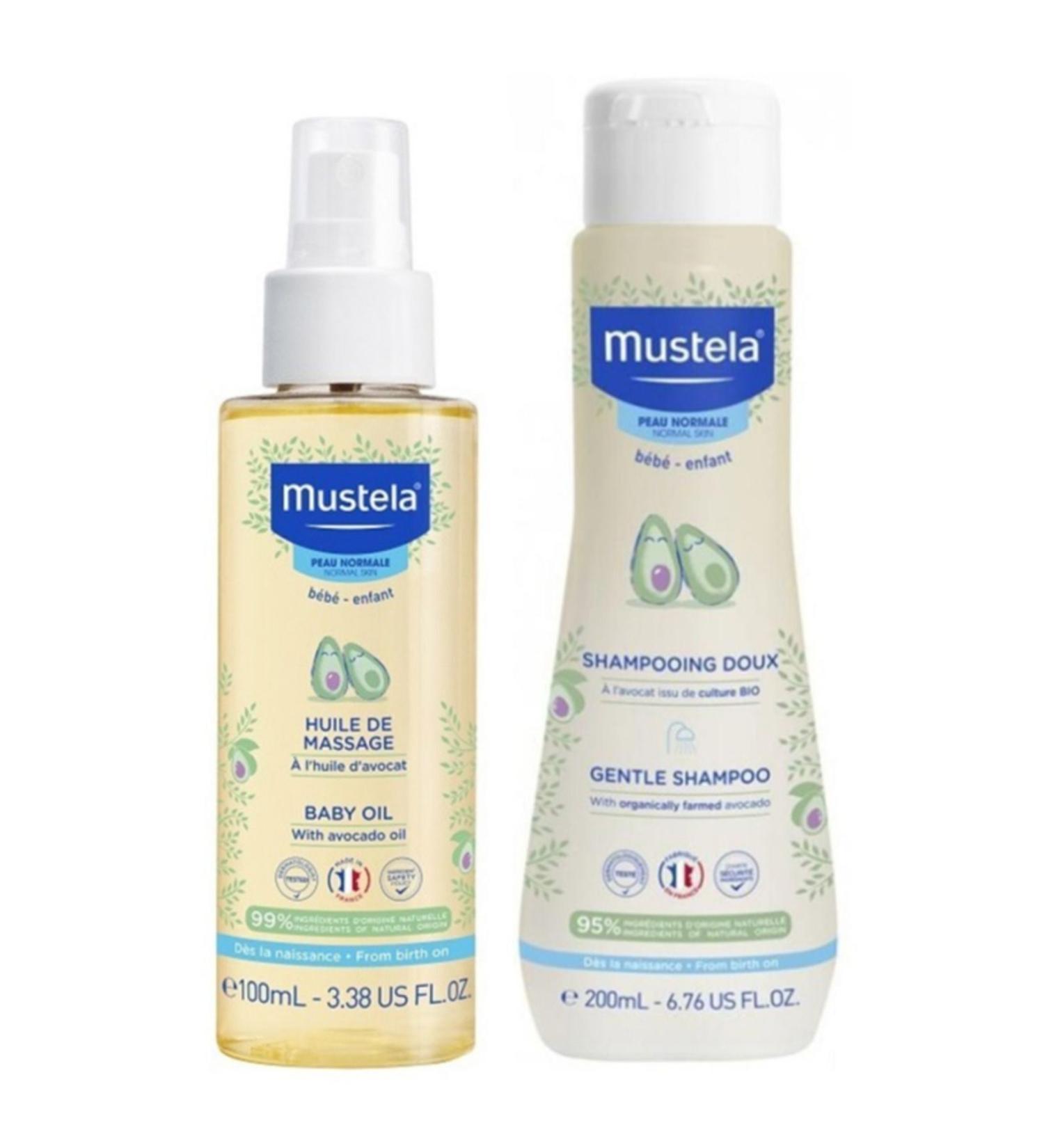 Mustela Baby Care Massage Oil 100ml - Mustela Gentle No-Tear Baby Shampoo 200ml