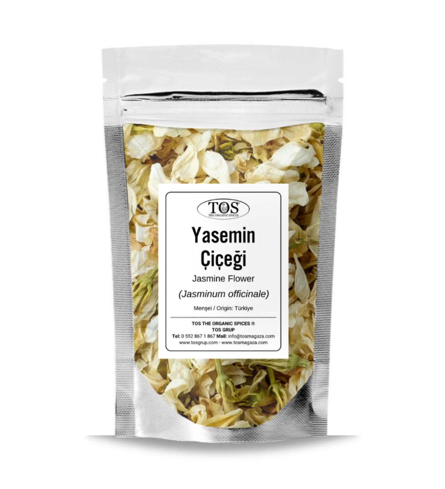 TOS The Organic Spices Jasmine Flower 100 gr (1ST QUALITY) Jasminum Officinale / Jasmine Flower